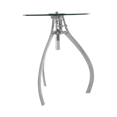 Nickel Finish Crank Mechanism Height Adjustable Table with Clear Glass Top, Maxi - Image 4
