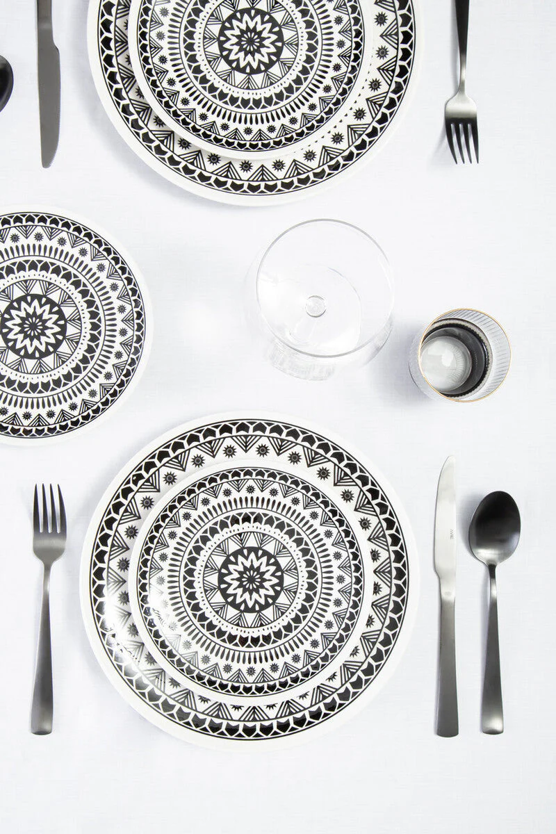 Maya 12 Piece Black And White Dinner Set - Image 12