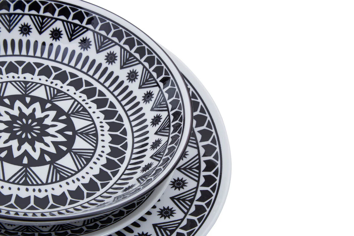 Maya 12 Piece Black And White Dinner Set - Image 23