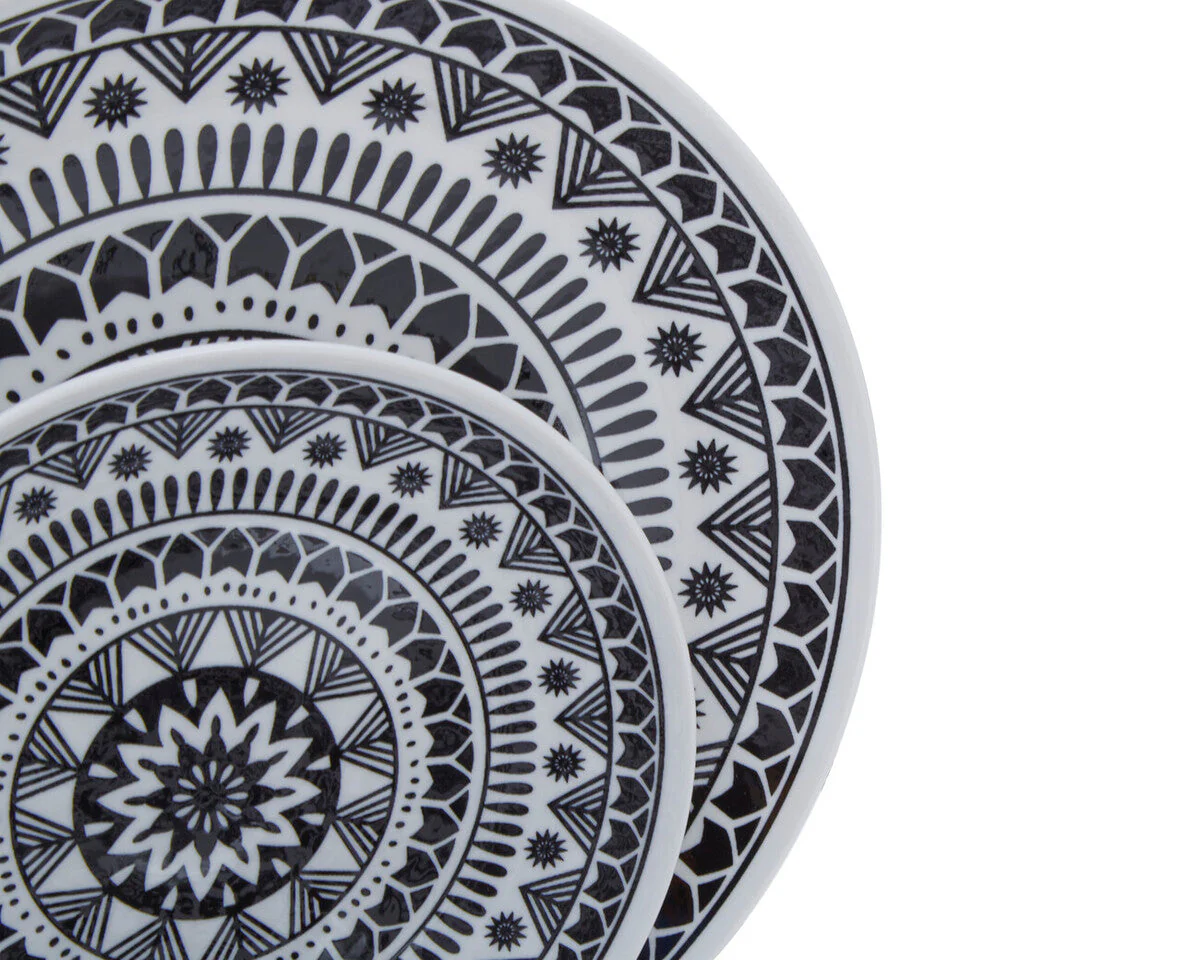 Maya 12 Piece Black And White Dinner Set - Image 24