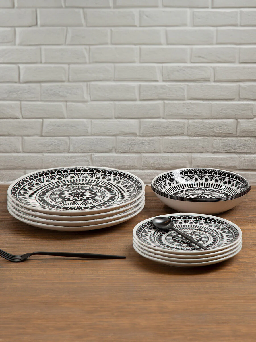 Maya 12 Piece Black And White Dinner Set - Image 27