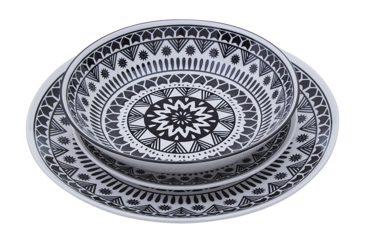Maya 12 Piece Black And White Dinner Set - Image 7