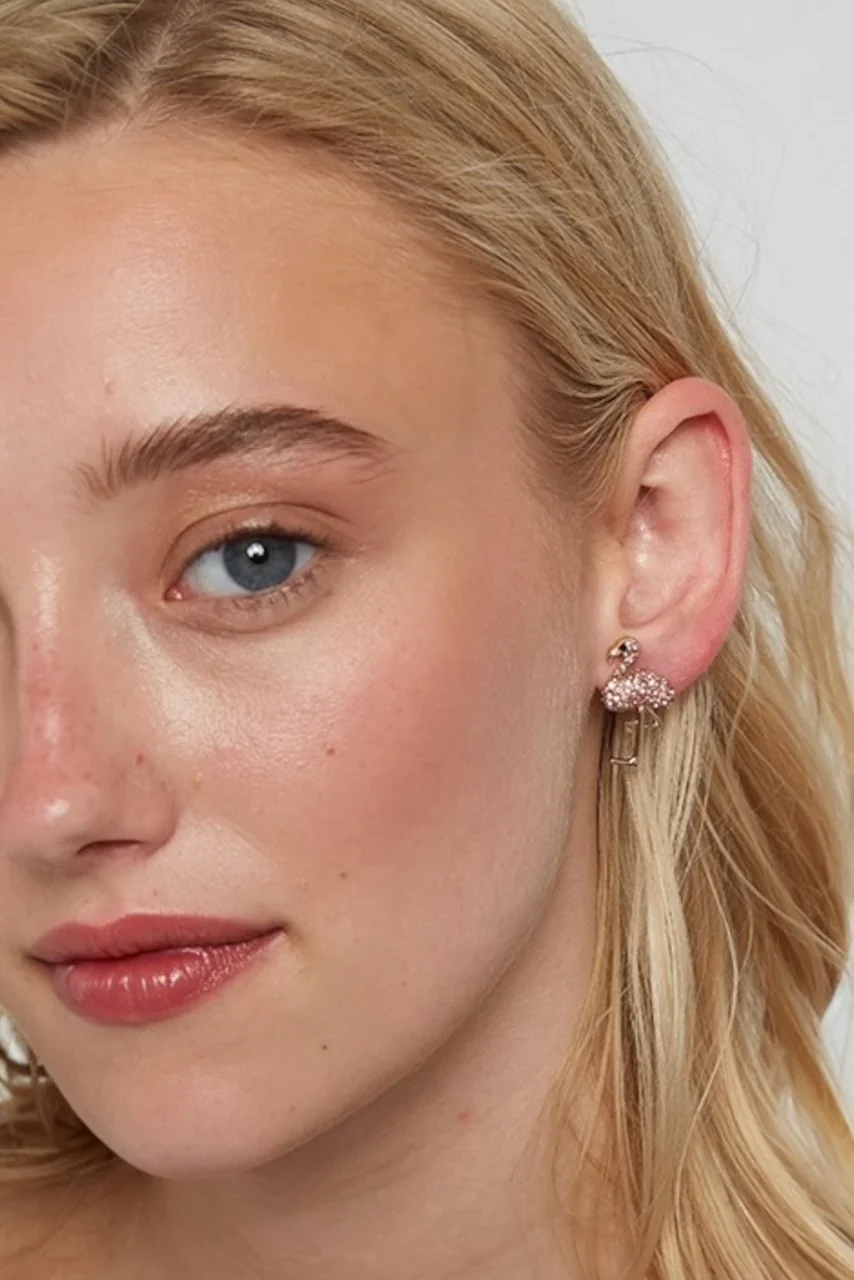 Maya Flamingo Pink Stud Earrings - Image 3