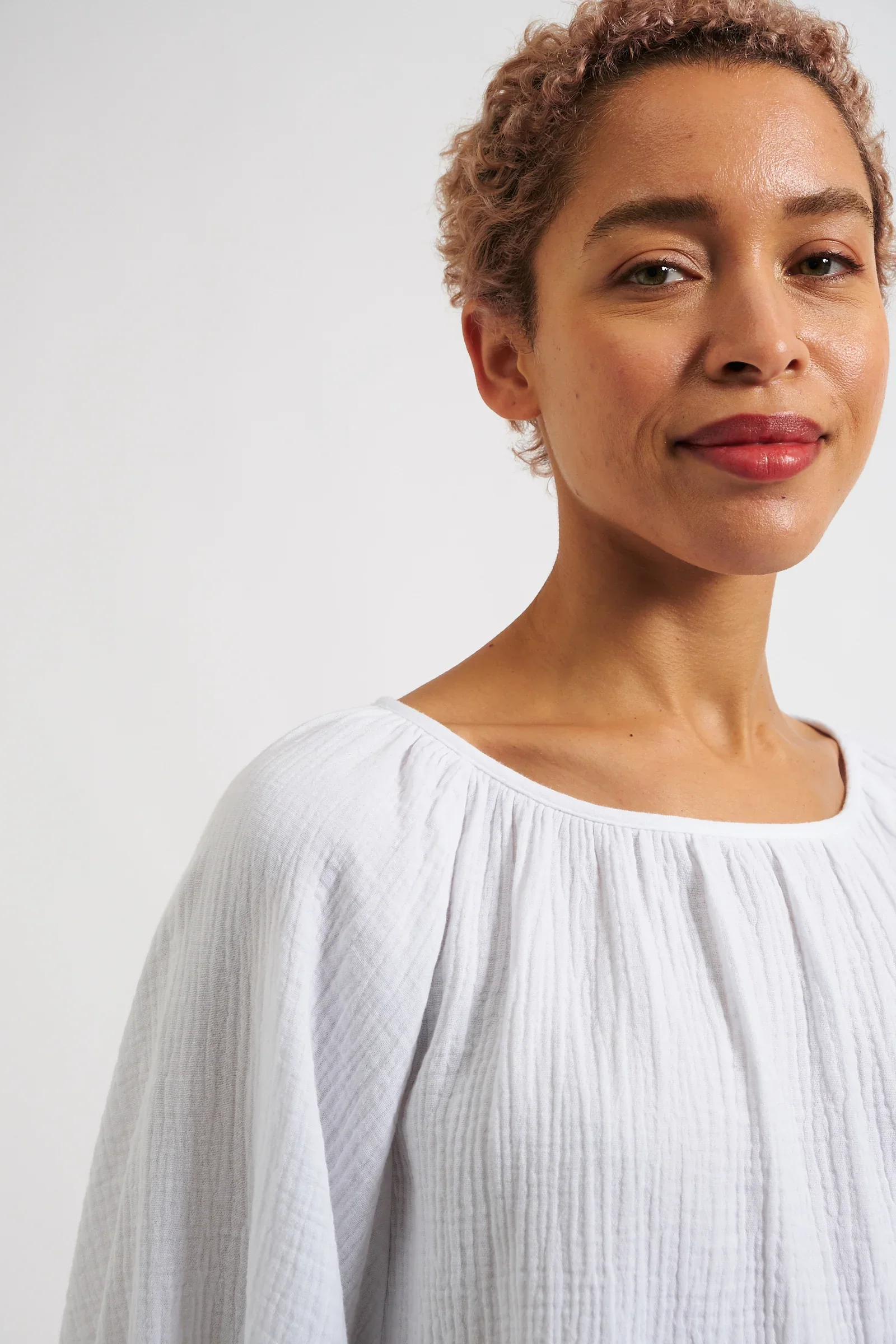 Mayanna Double Gauze Blouse - White - Image 3