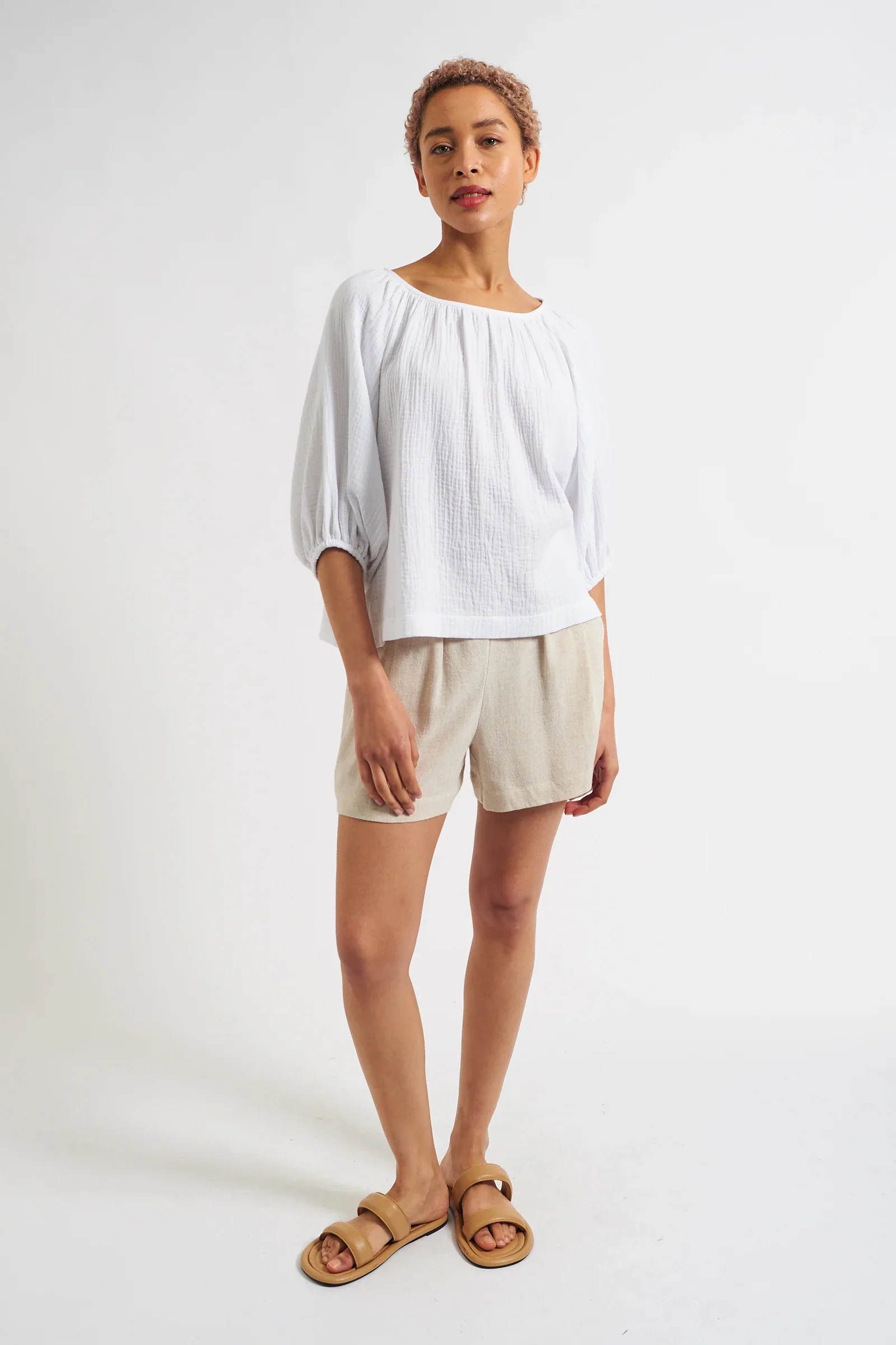 Mayanna Double Gauze Blouse - White - Image 4