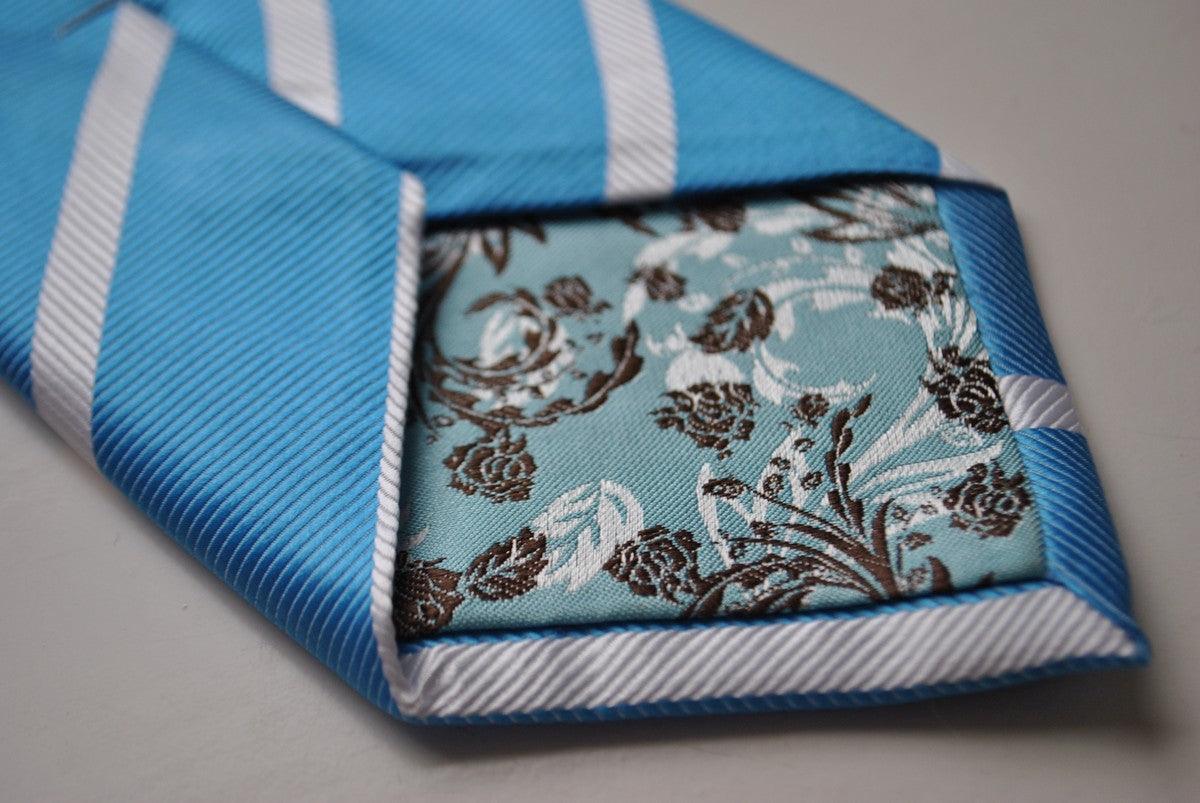 medium blue tie with white club stripes - Image 4