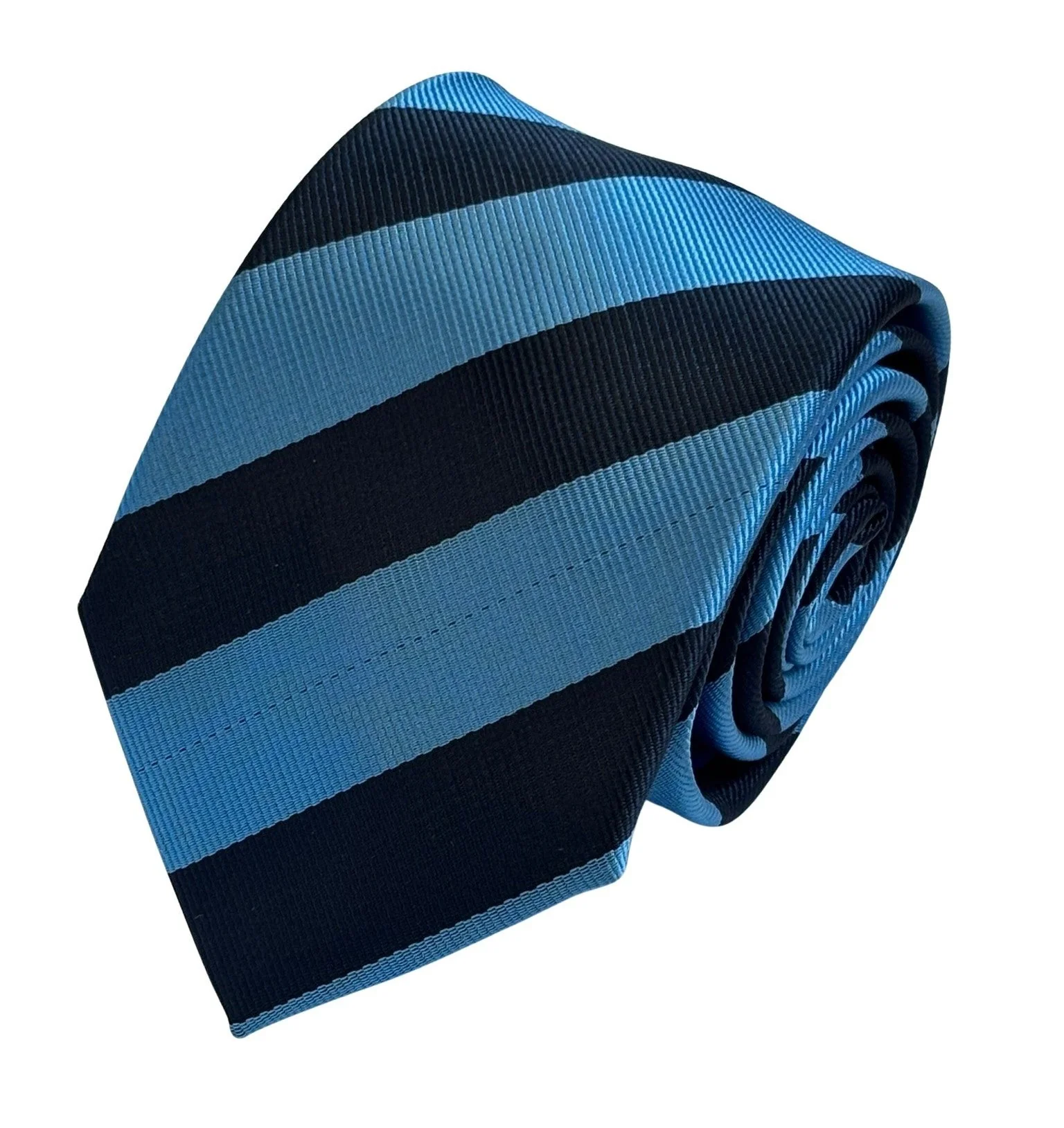 medium denim blue and dark navy blue barber striped tie - Image 2