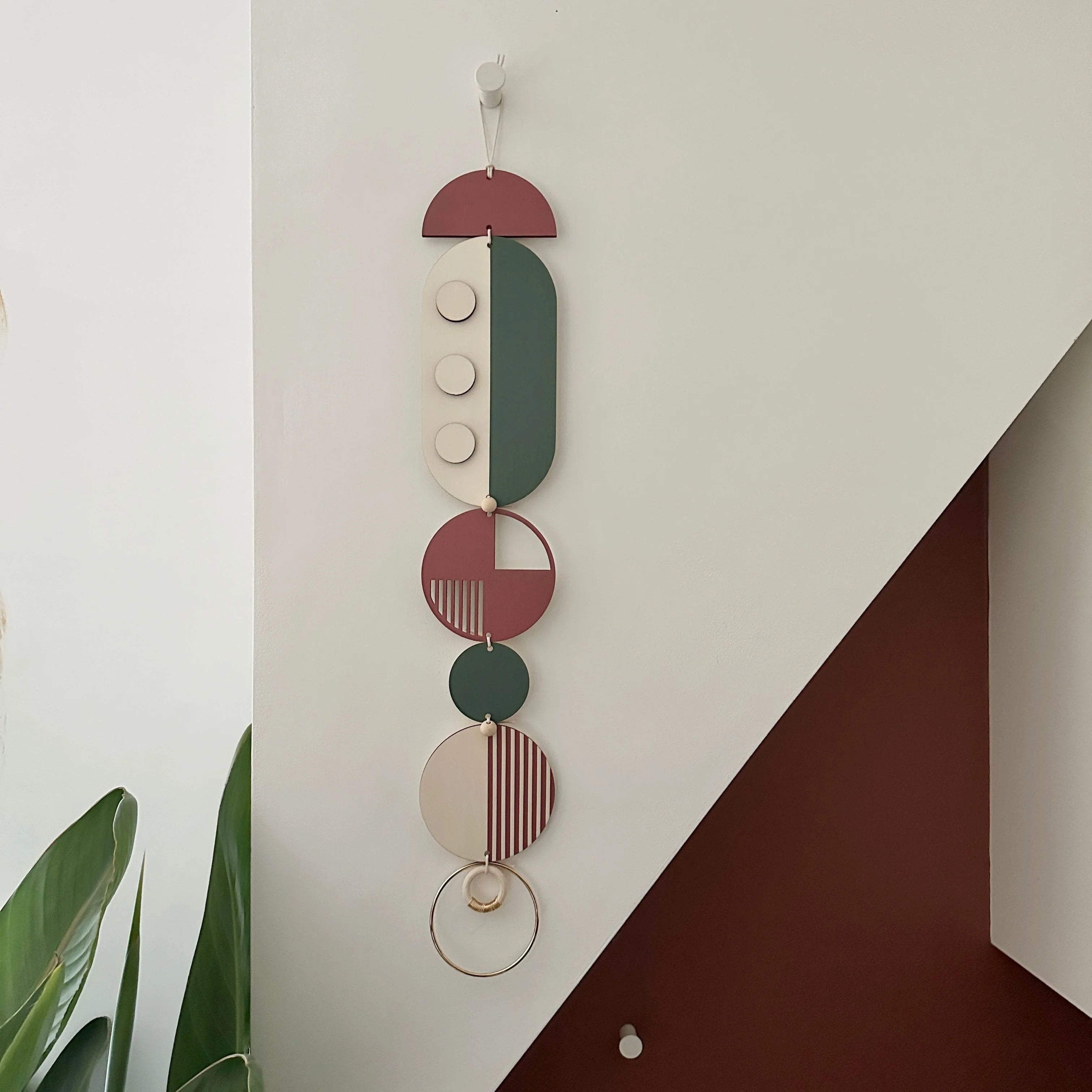 Medium Dots Modern Art Wood Wall Hanging - Green - Red - Blue - Pink - Brown - Neutral - Colourful Wooden Wall Art - Image 8