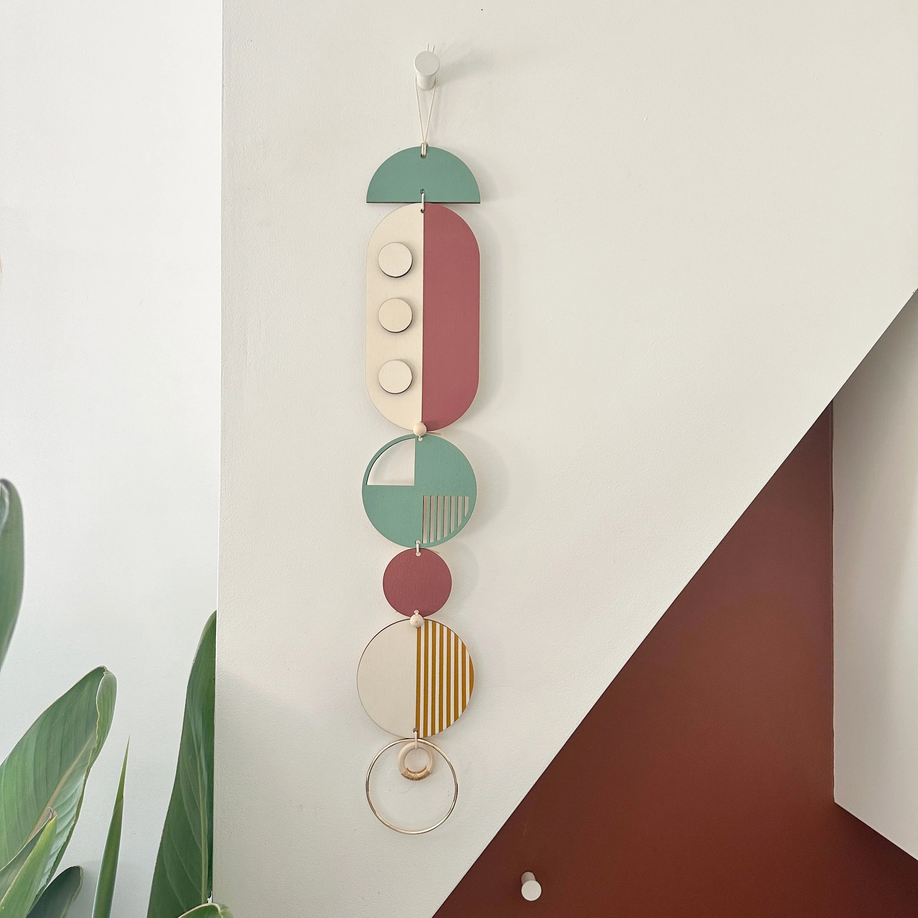 Medium Dots Modern Art Wood Wall Hanging - Green - Red - Blue - Pink - Brown - Neutral - Colourful Wooden Wall Art - Image 9