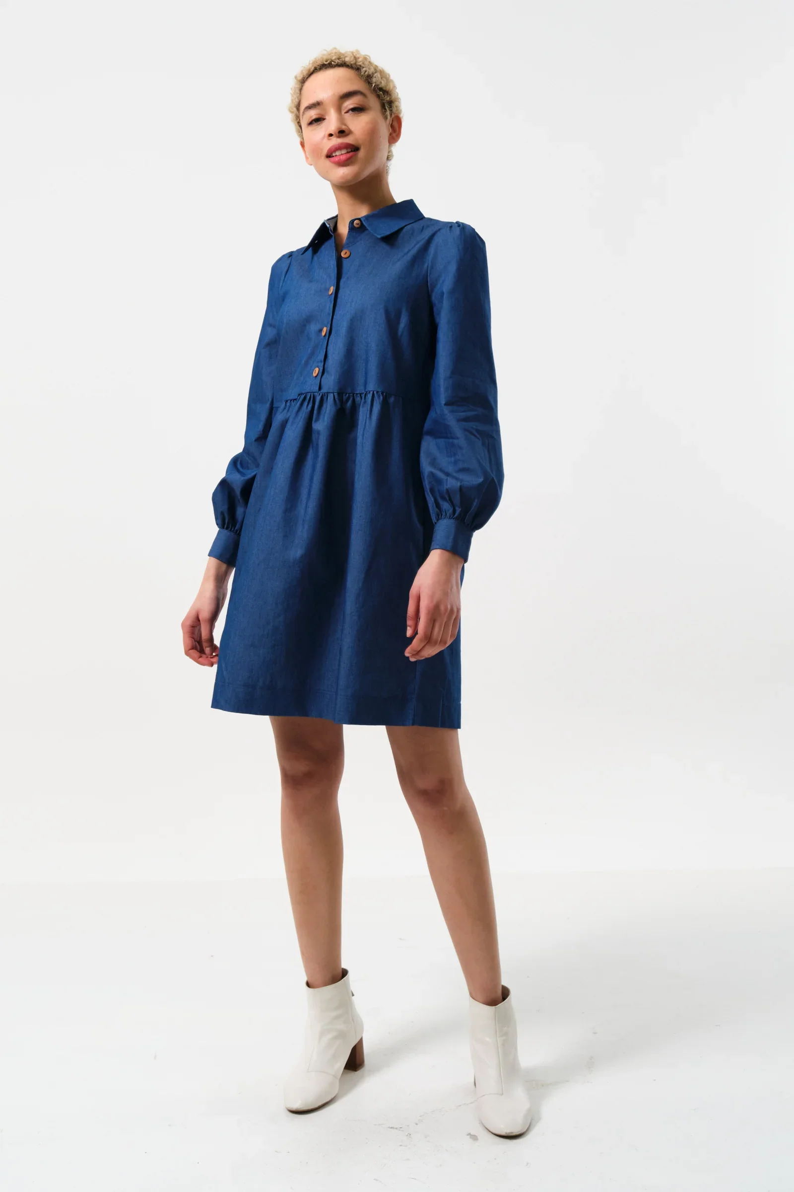 Melly Chambray Throw On Mini Dress - Image 4