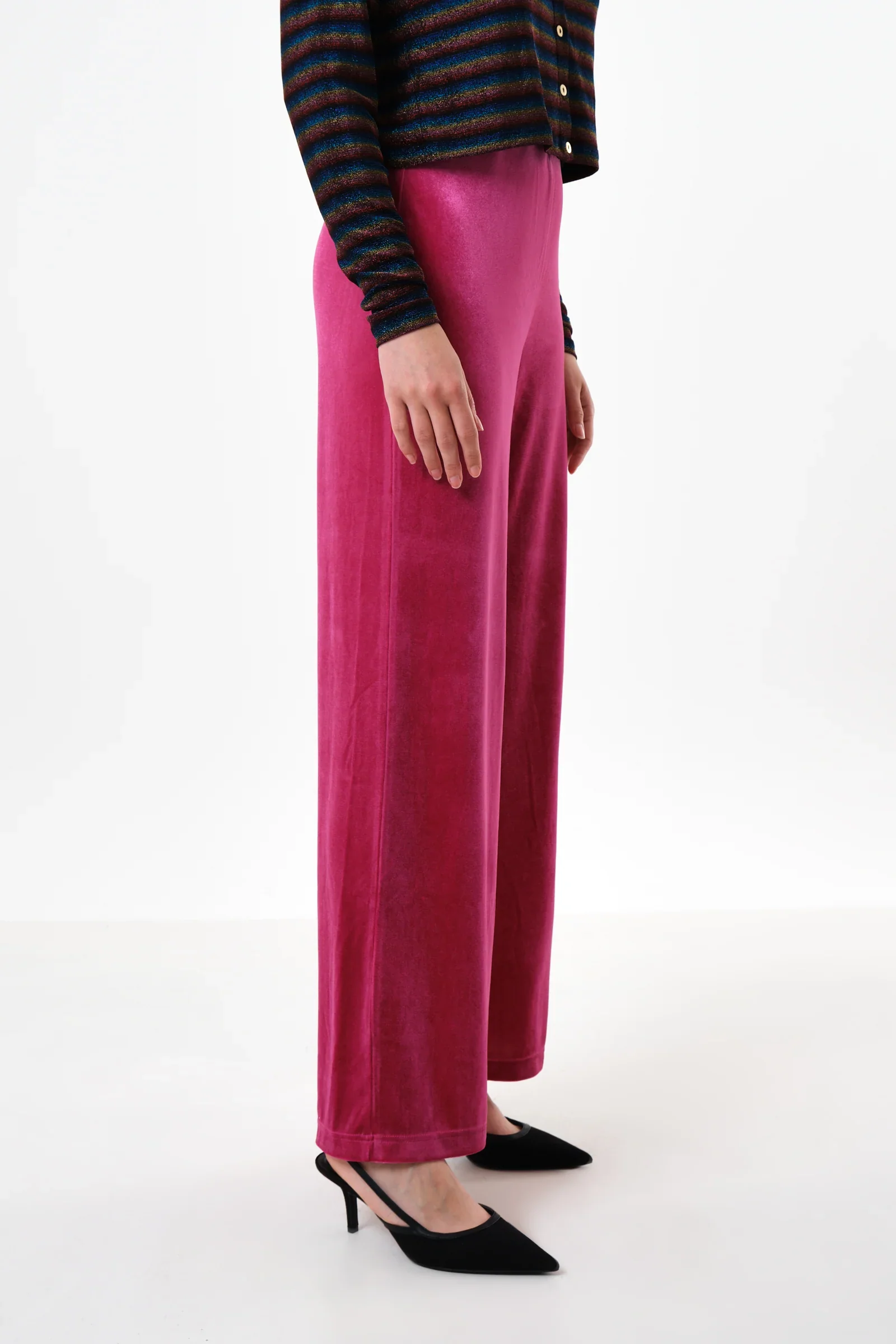 Melvin Velvet Wide Leg Trousers - Pink - Image 5