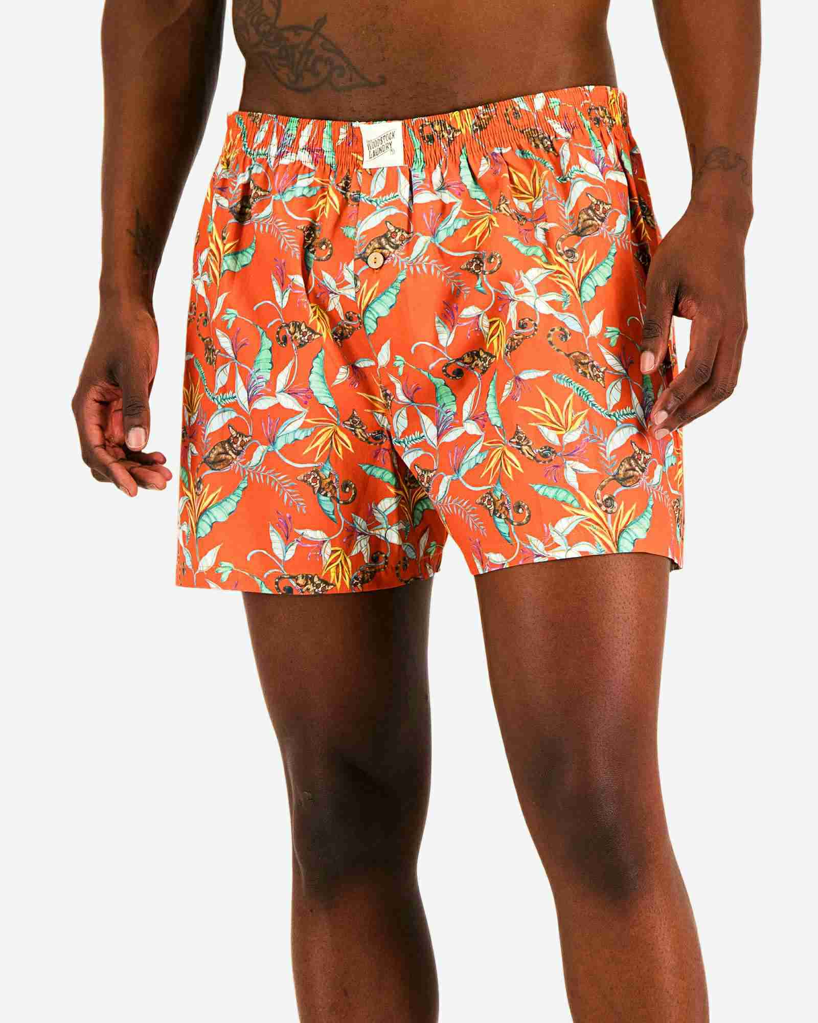 Mens Boxer Shorts - Night Monkeys Orange - Image 3