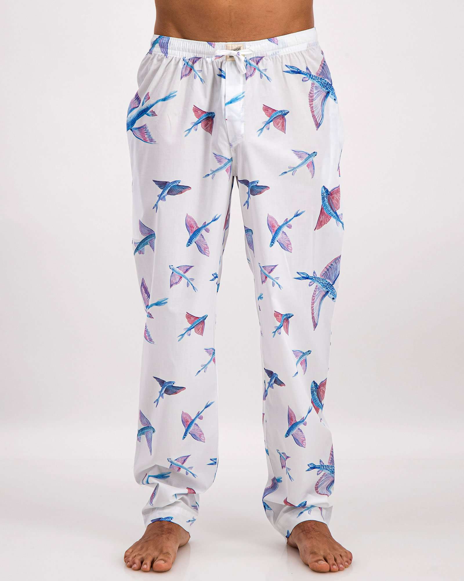 Mens Lounge Pants - Flying Fish White