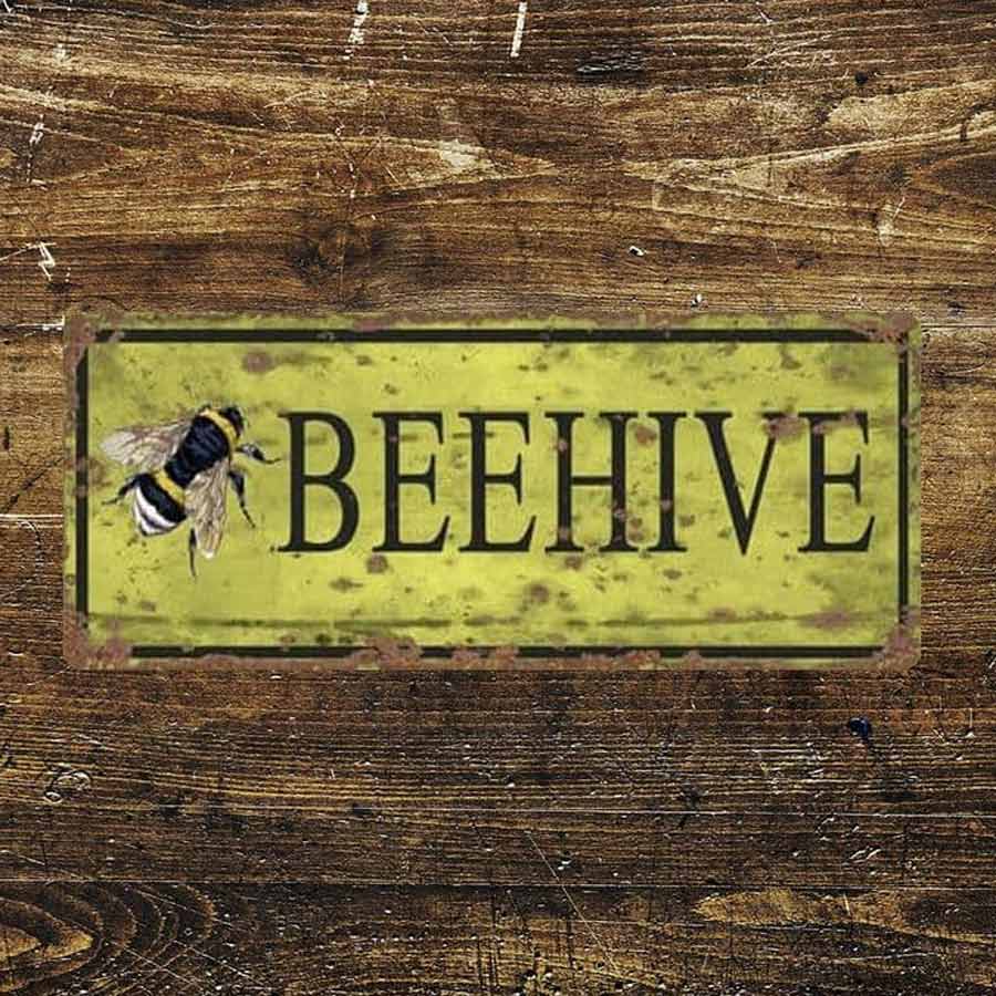 Metal Vintage Distressed Effect Beehive Sign