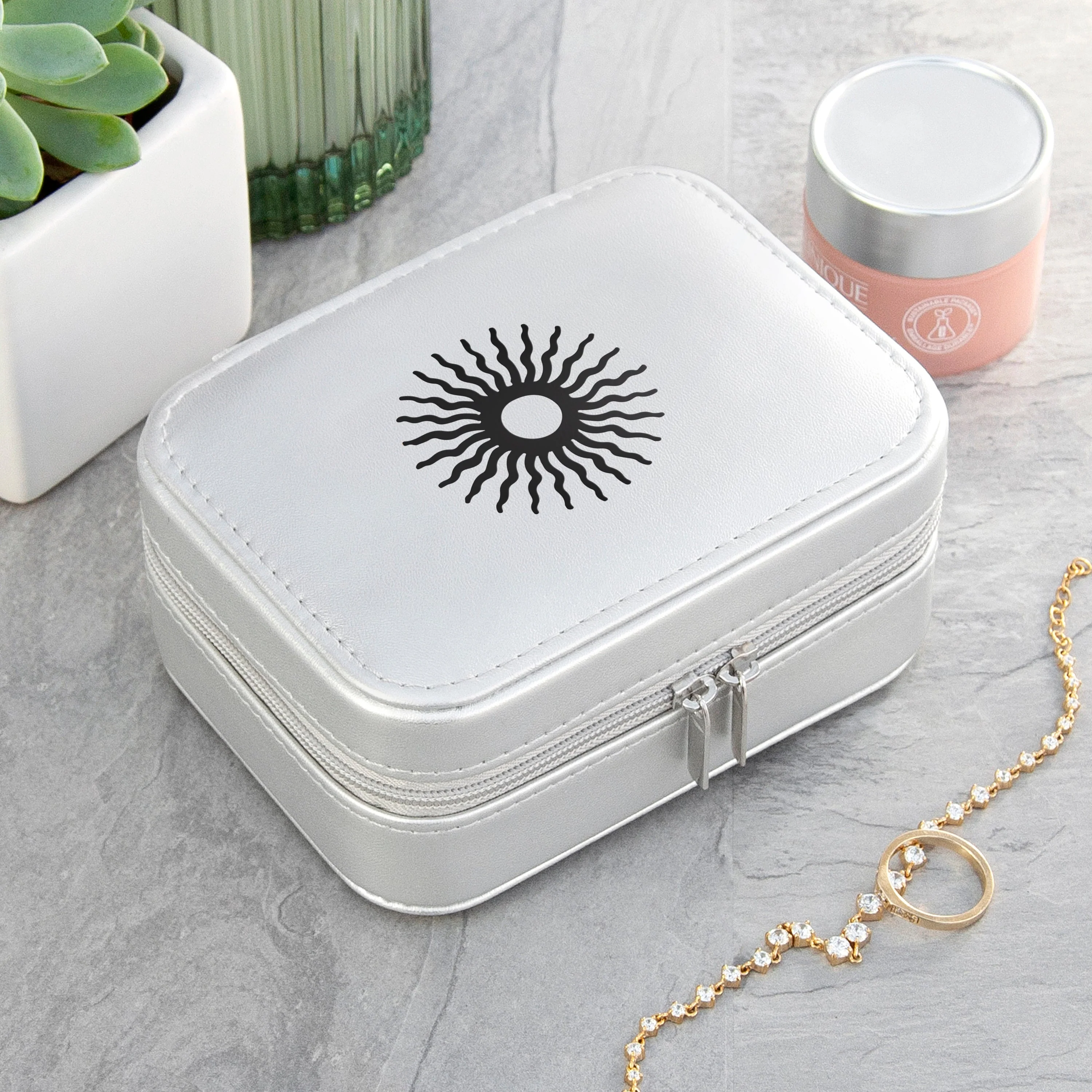 Metallic Silver Sun Jewellery Case - Image 3