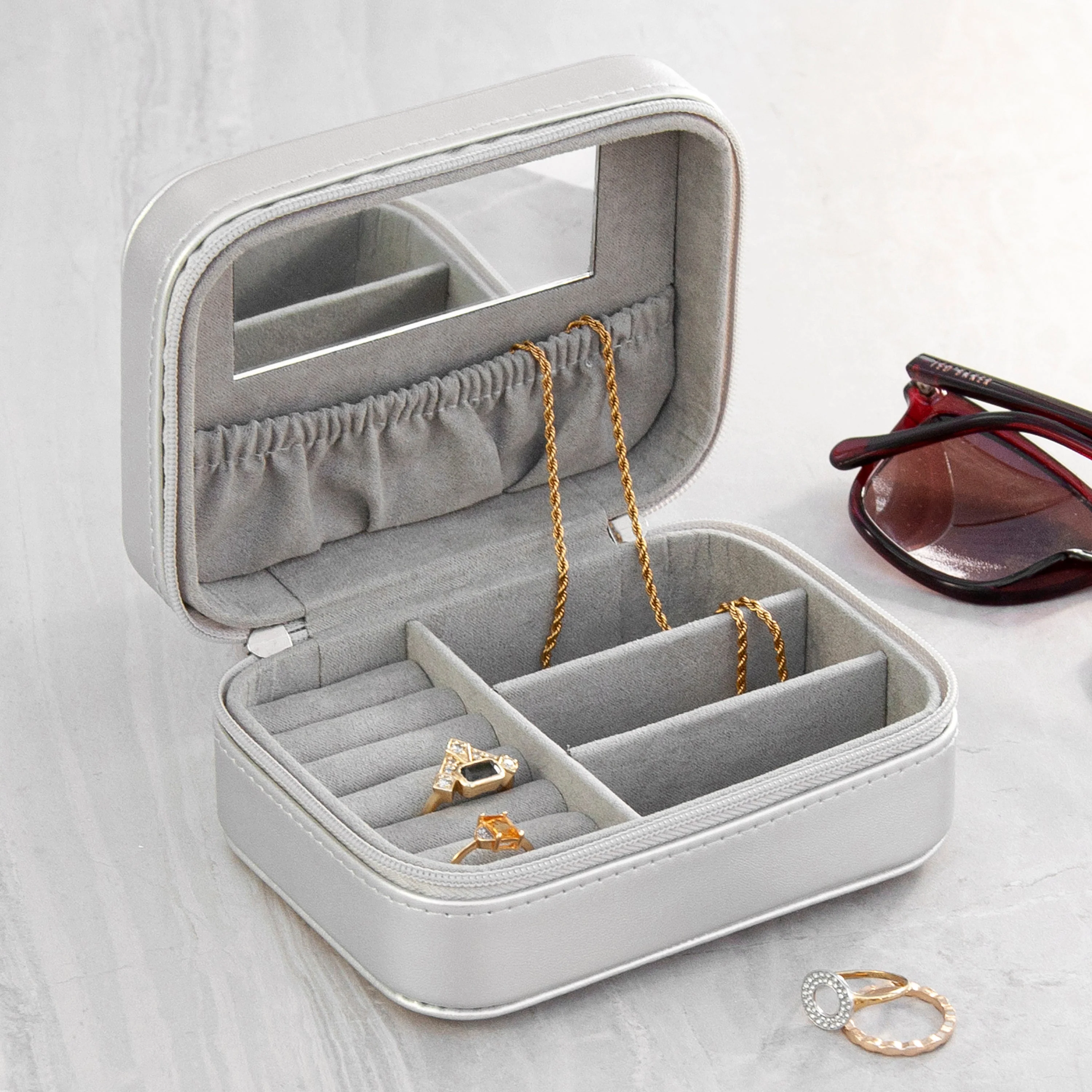 Metallic Silver Sun Jewellery Case - Image 4