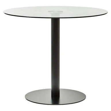 Matt Black Steel and Glass Top Round Dining Table, Metropolitan - Image 2