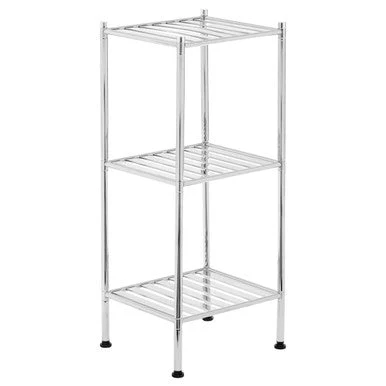 Micah 3 Tier Chrome Shelf Unit with Rubber Feet - Image 2