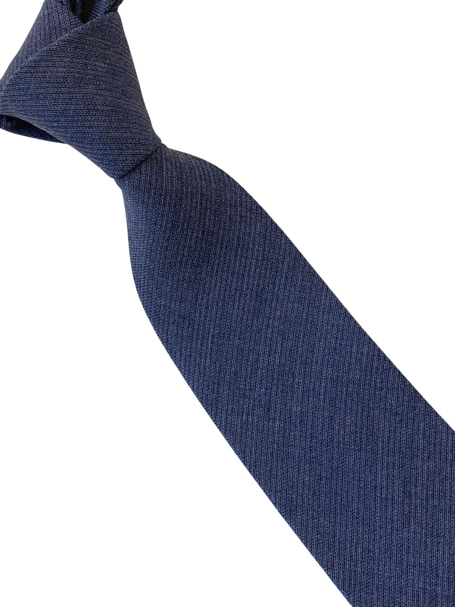 midnight blue grey plain cotton mens tie - Image 4