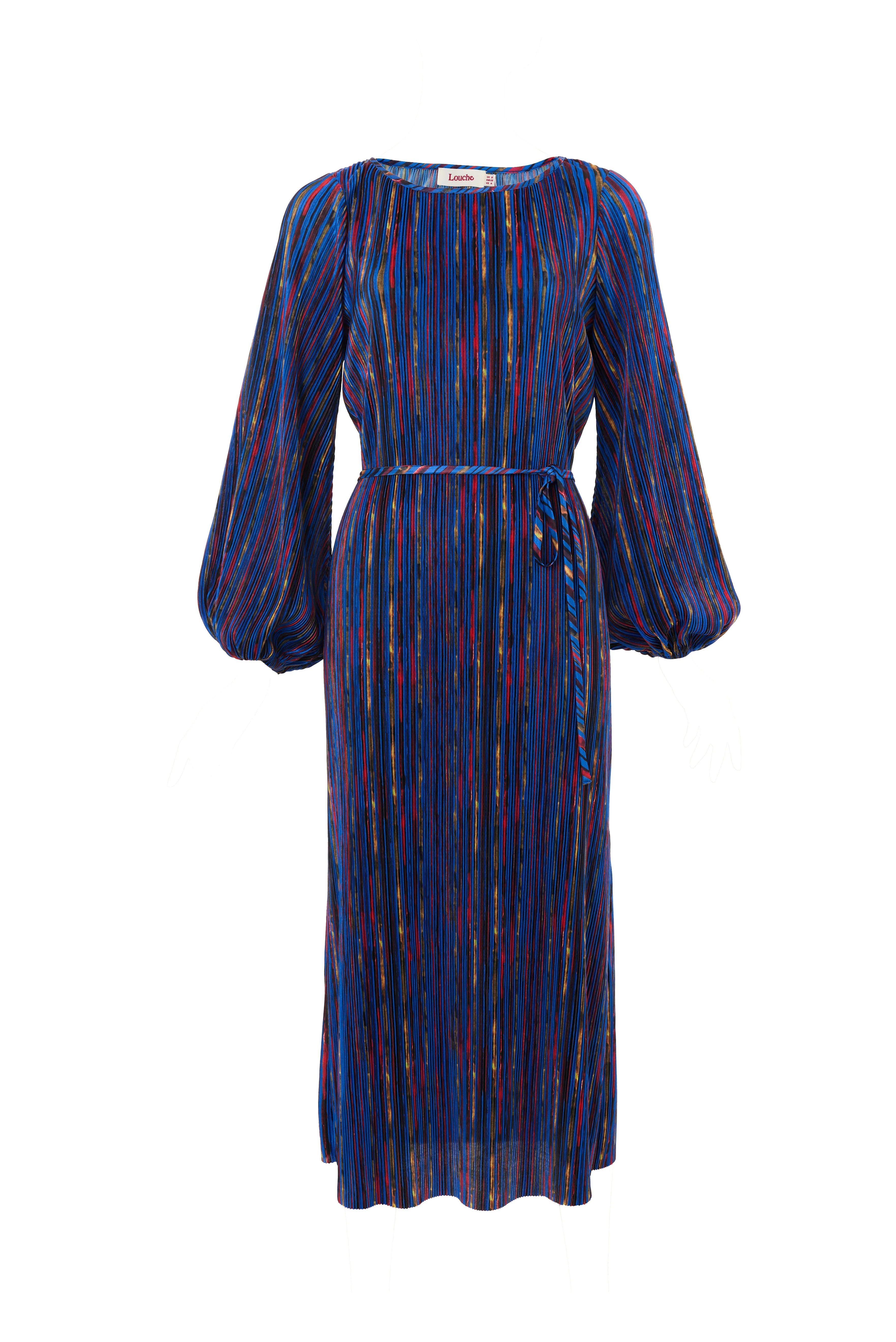 Milene Abstract Pleat Tie Waist Midi Dress - Image 7
