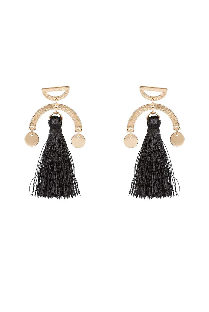 Millie Tassel And Brushed Gold Drop Earrings