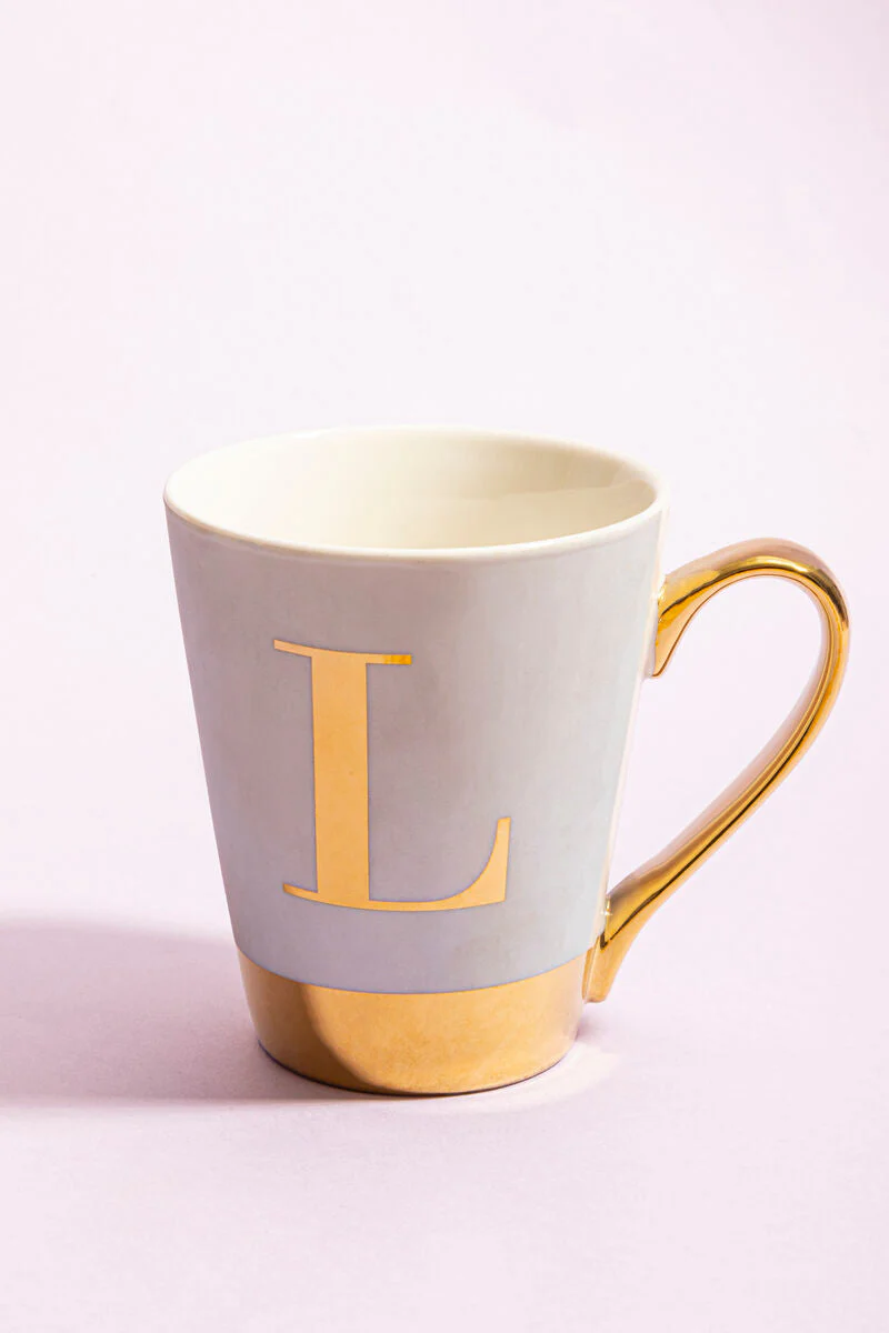 Mimo Green Frosted Deco L Letter Monogram Mug - Image 3