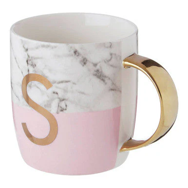 Mimo Pastel Pink S Letter Monogram Mug - Image 3