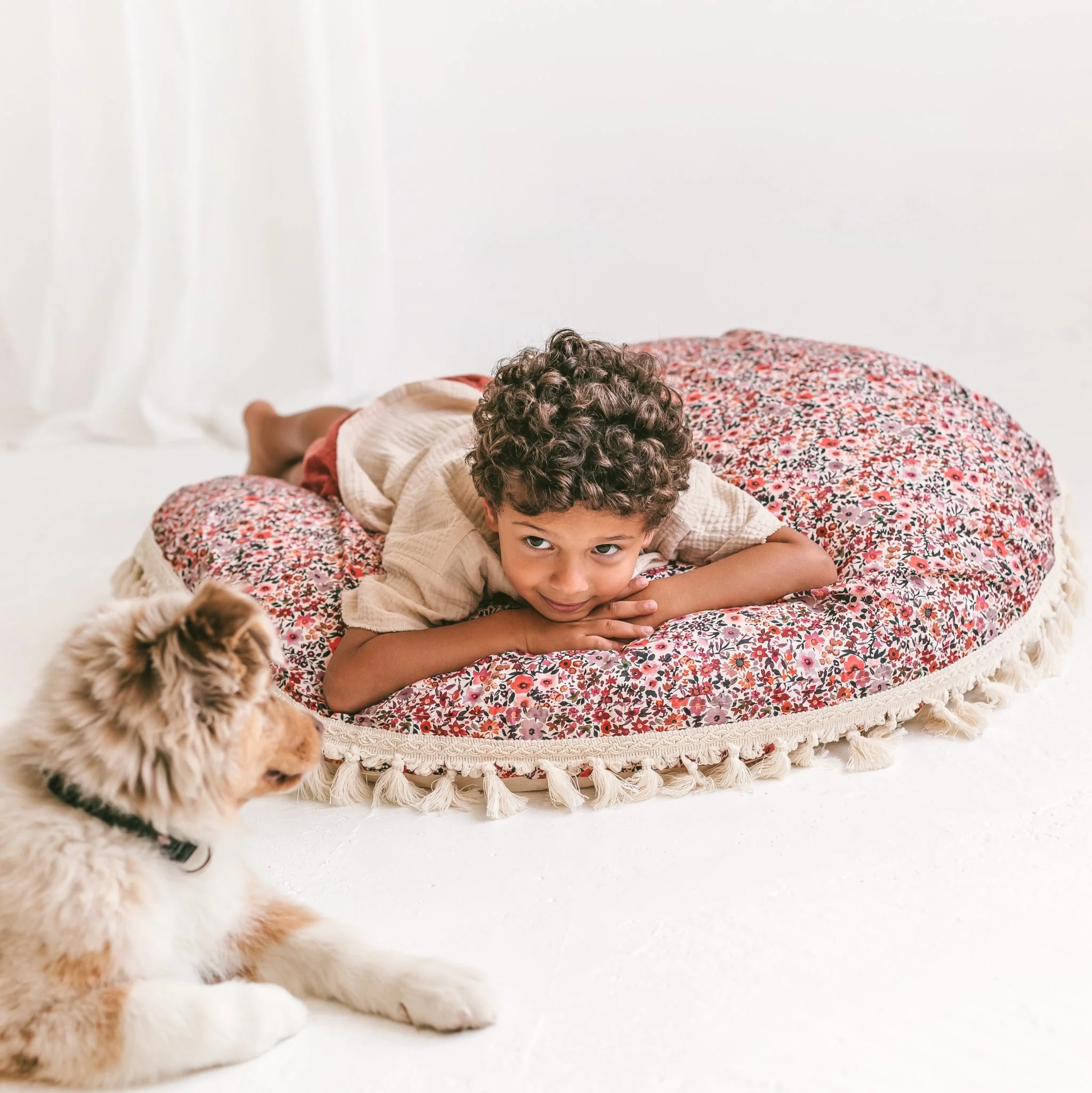 MINICAMP Big Floor Cushion in Rose Flower Pattern - Image 4