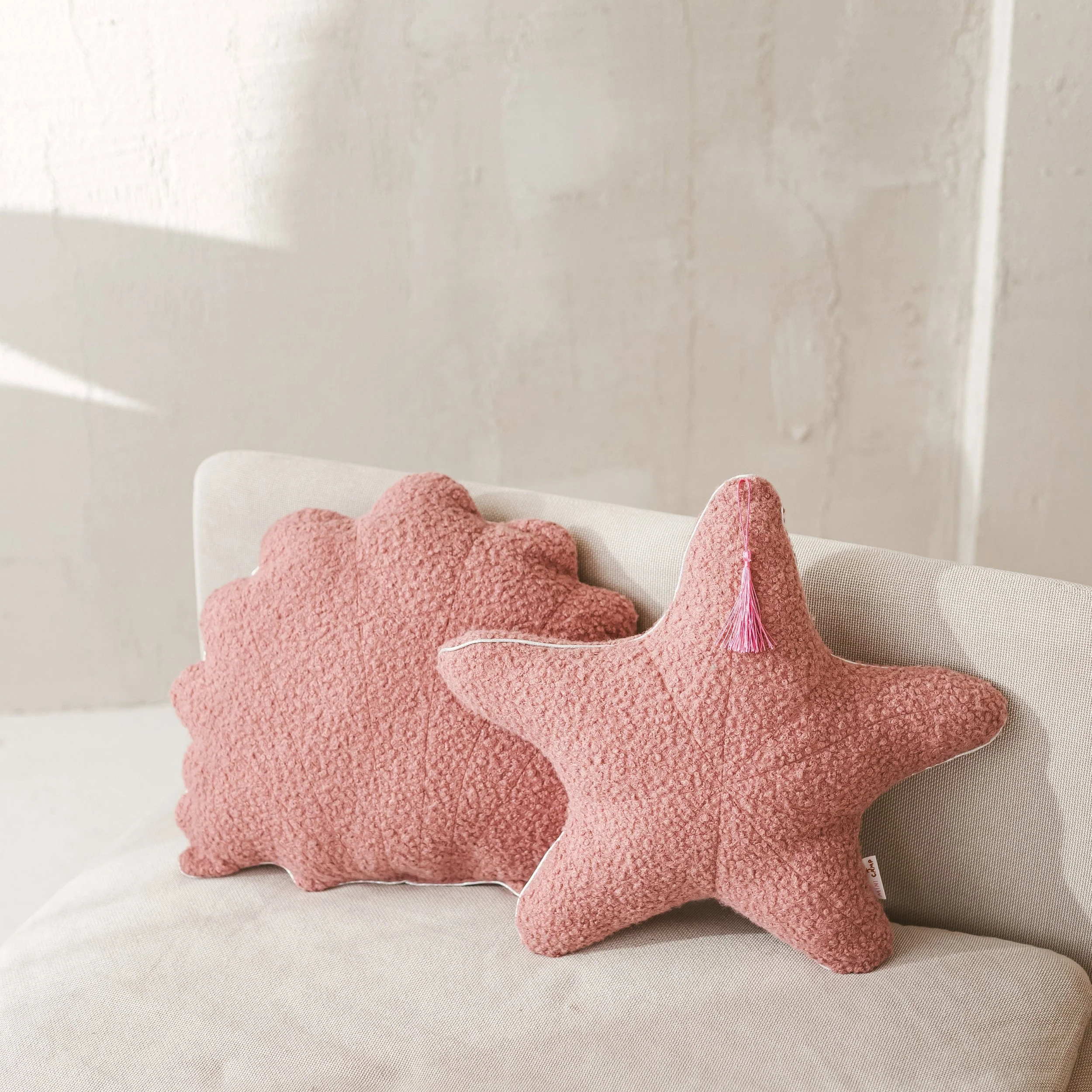 MINICAMP Boucle Seashell & Starfish Throw Pillows in Rose | PACK of 2 - Image 2