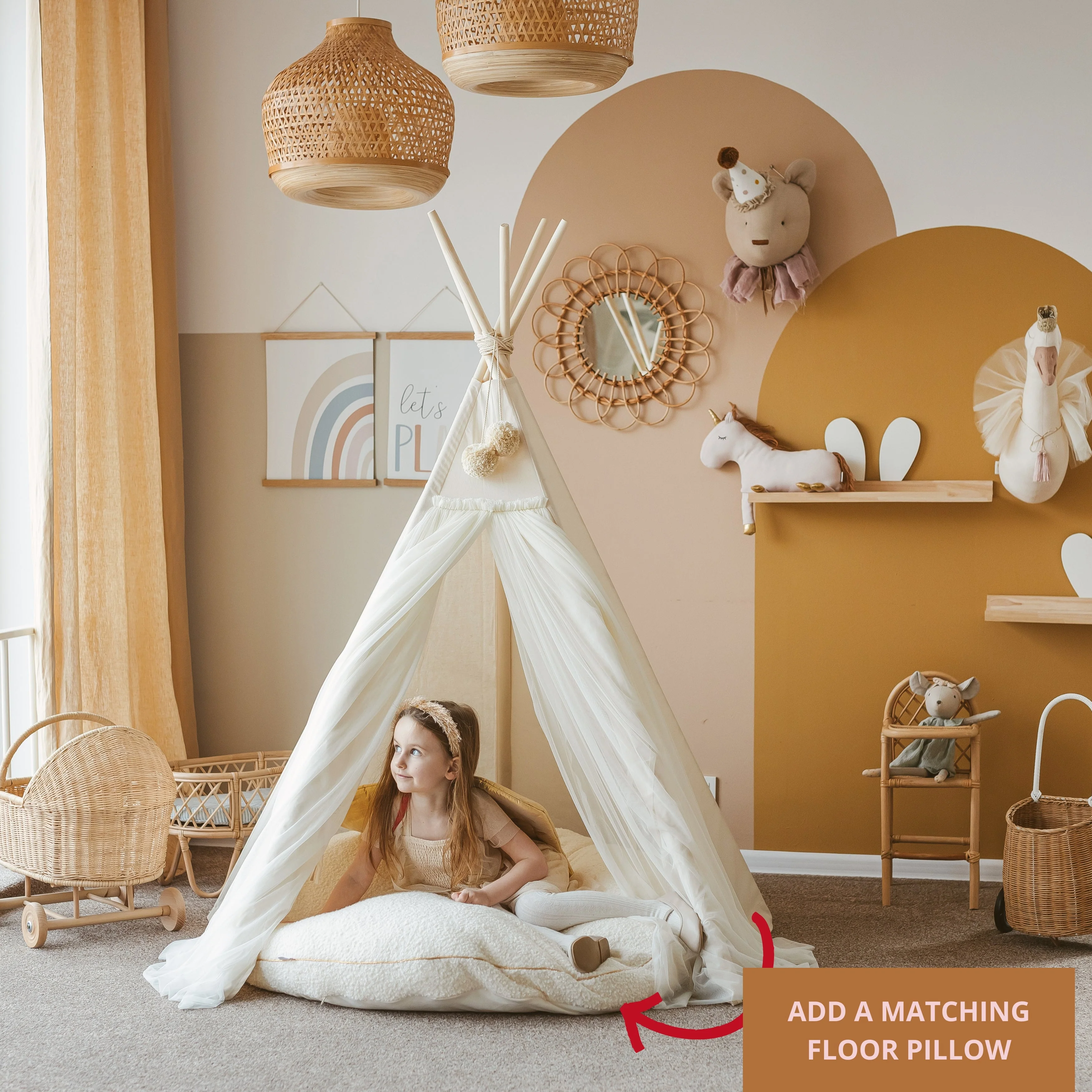 MINICAMP Fairy Kids Play Tent with Tulle in Ecru - Image 8