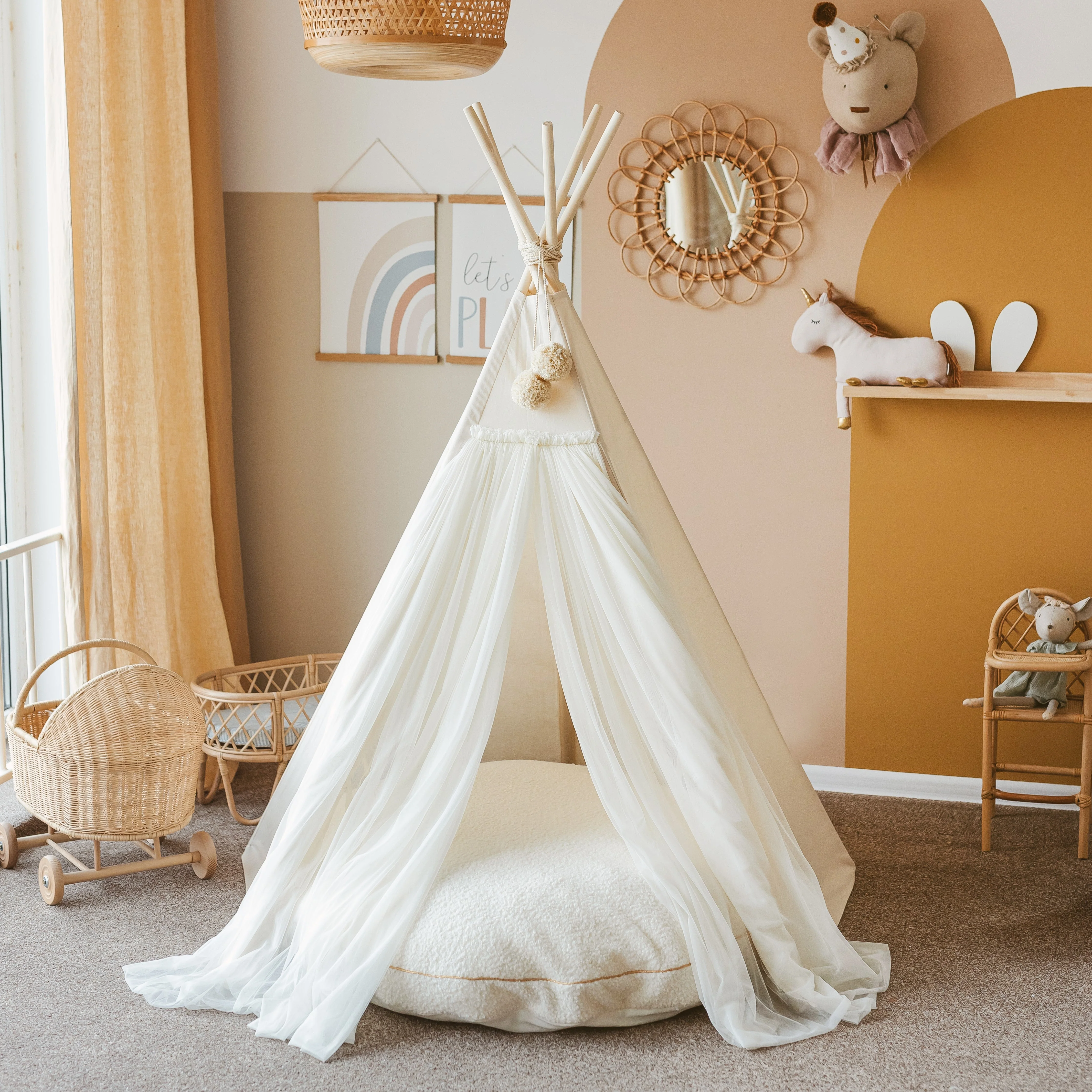 MINICAMP Fairy Kids Play Tent with Tulle in Ecru - Image 9