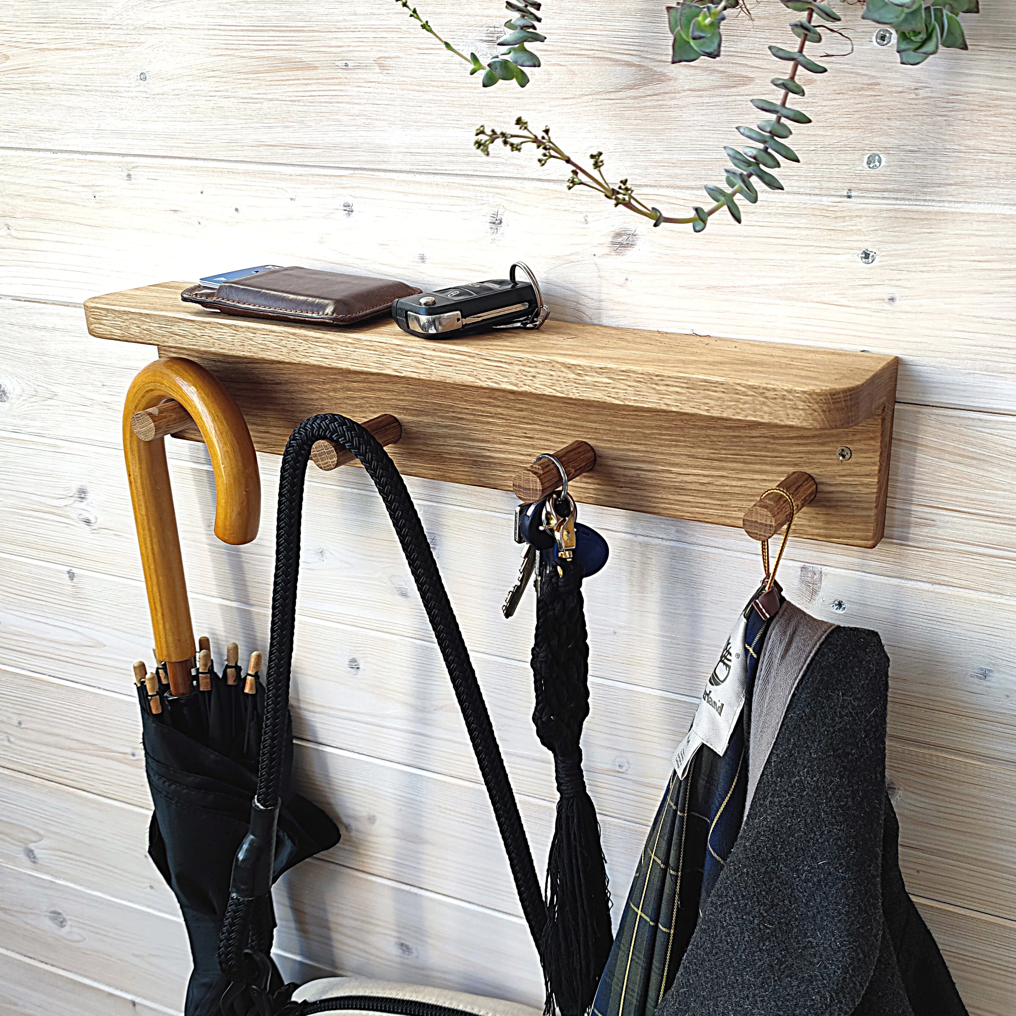 MINICAMP Floating Kids Bookshelf with Coat Hooks Made of Solid Oak - Image 5