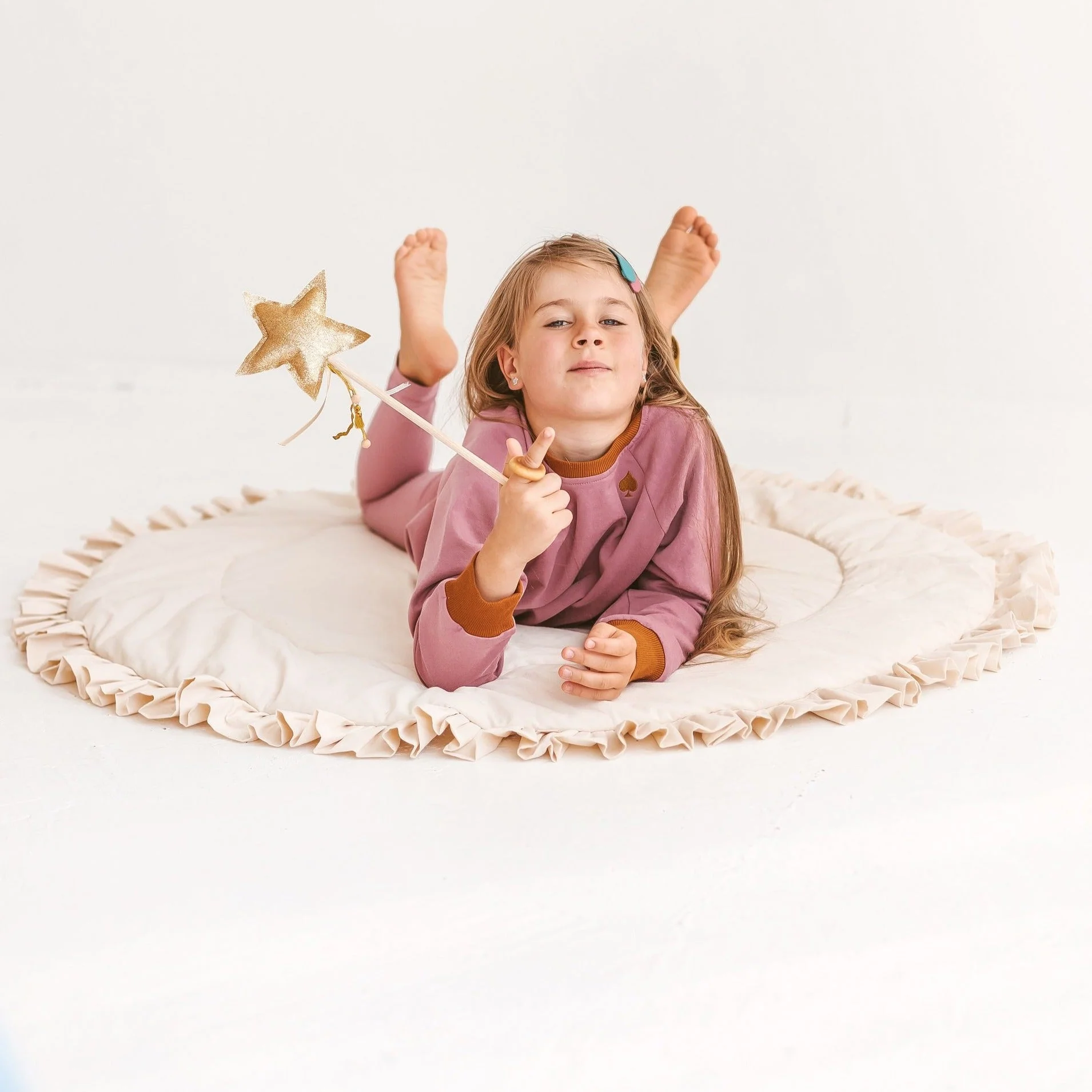 MINICAMP Kids Playmat with Ruffled Border in Ecru - Image 2