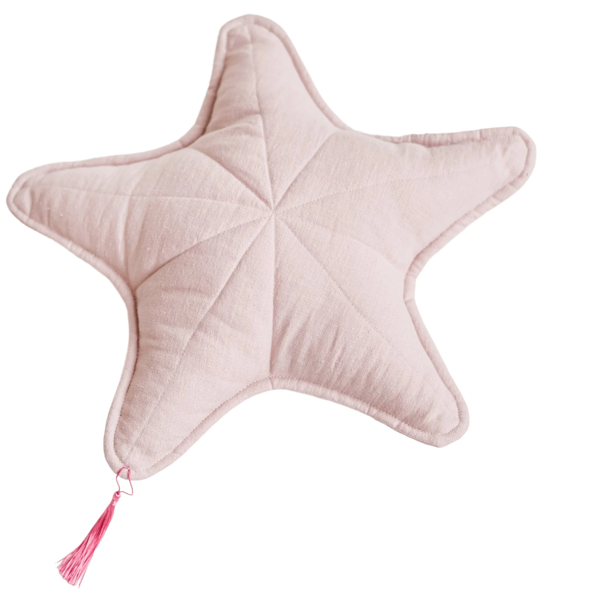 MINICAMP Linen Sea Star Pillow – Pink Throw Pillow for Coastal & Beach Decor