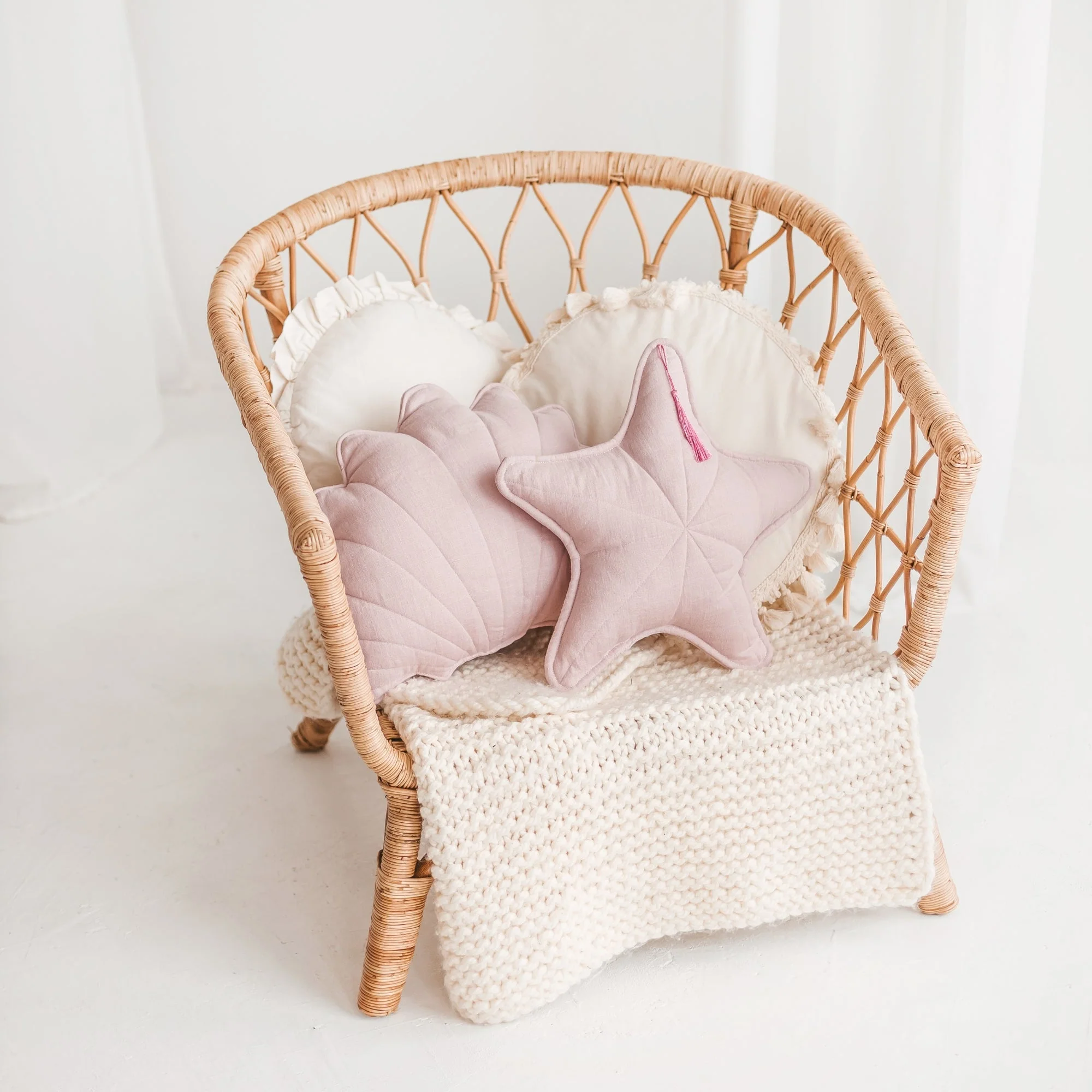 MINICAMP Linen Sea Star Pillow – Pink Throw Pillow for Coastal & Beach Decor - Image 4