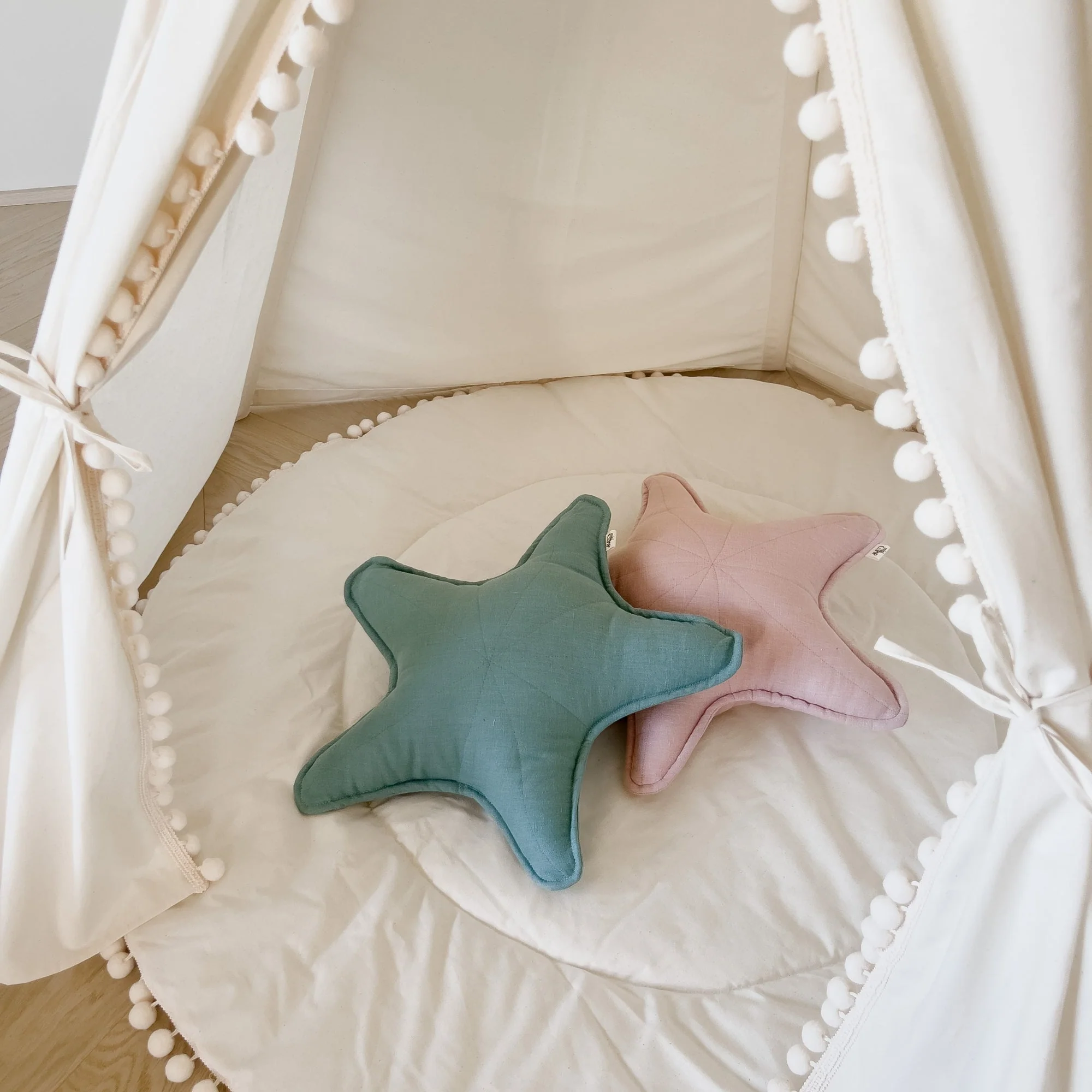 MINICAMP Linen Sea Star Pillow – Pink Throw Pillow for Coastal & Beach Decor - Image 5