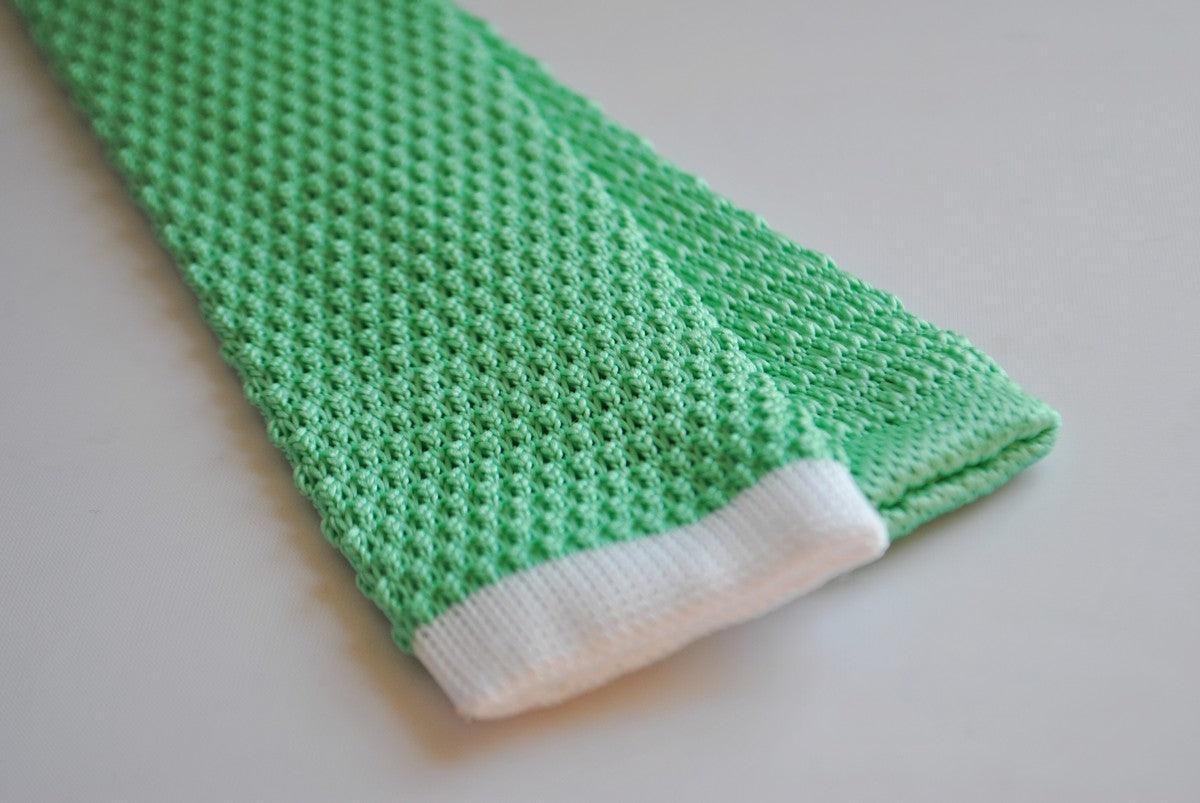 mint green skinny knitted tie with white tip - Image 3