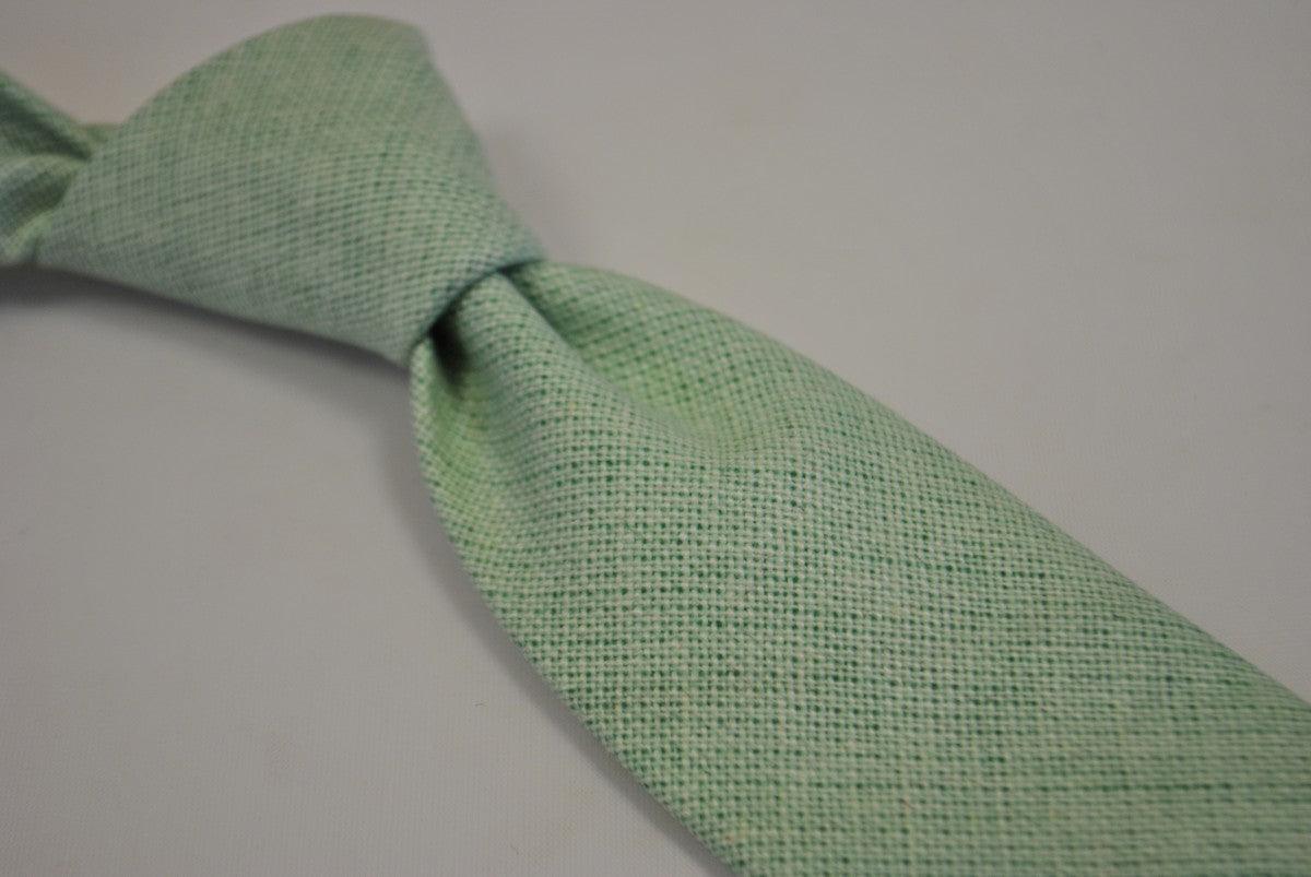 mint green slim linen tie - Image 4