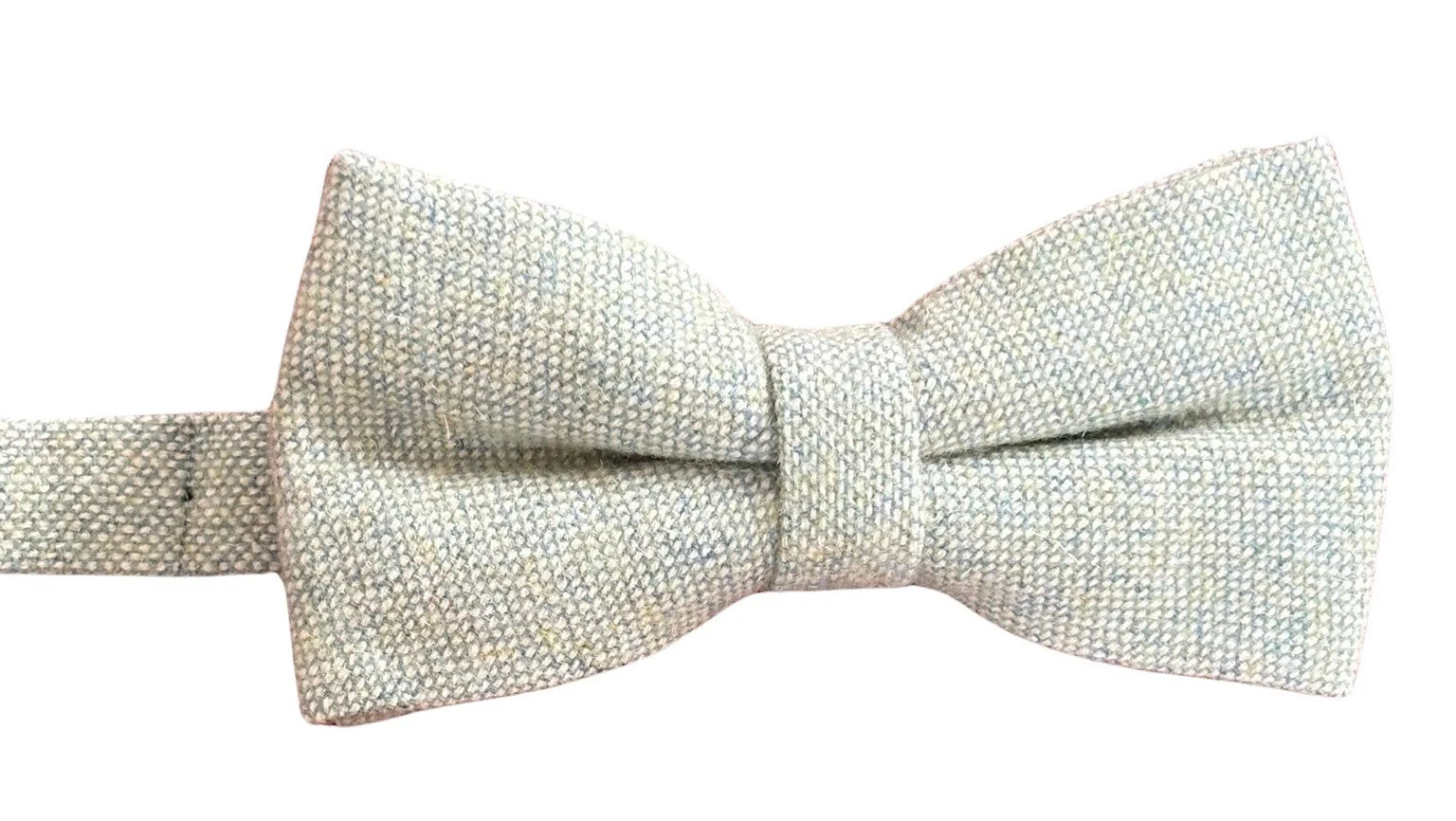 mint pistachio wool bow tie with blue flecks - Image 2