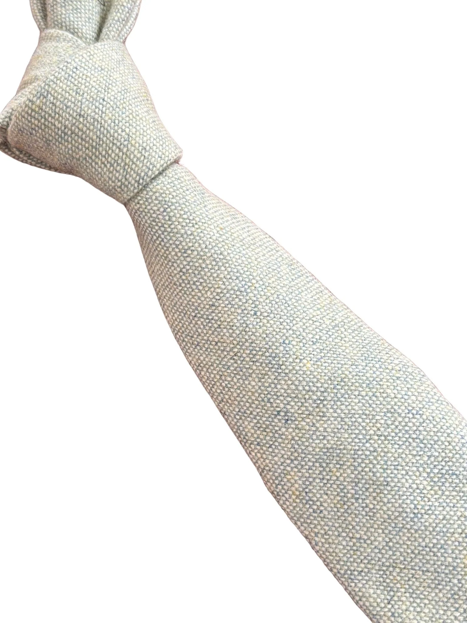 mint pistachio wool tie with blue flecks - Image 6