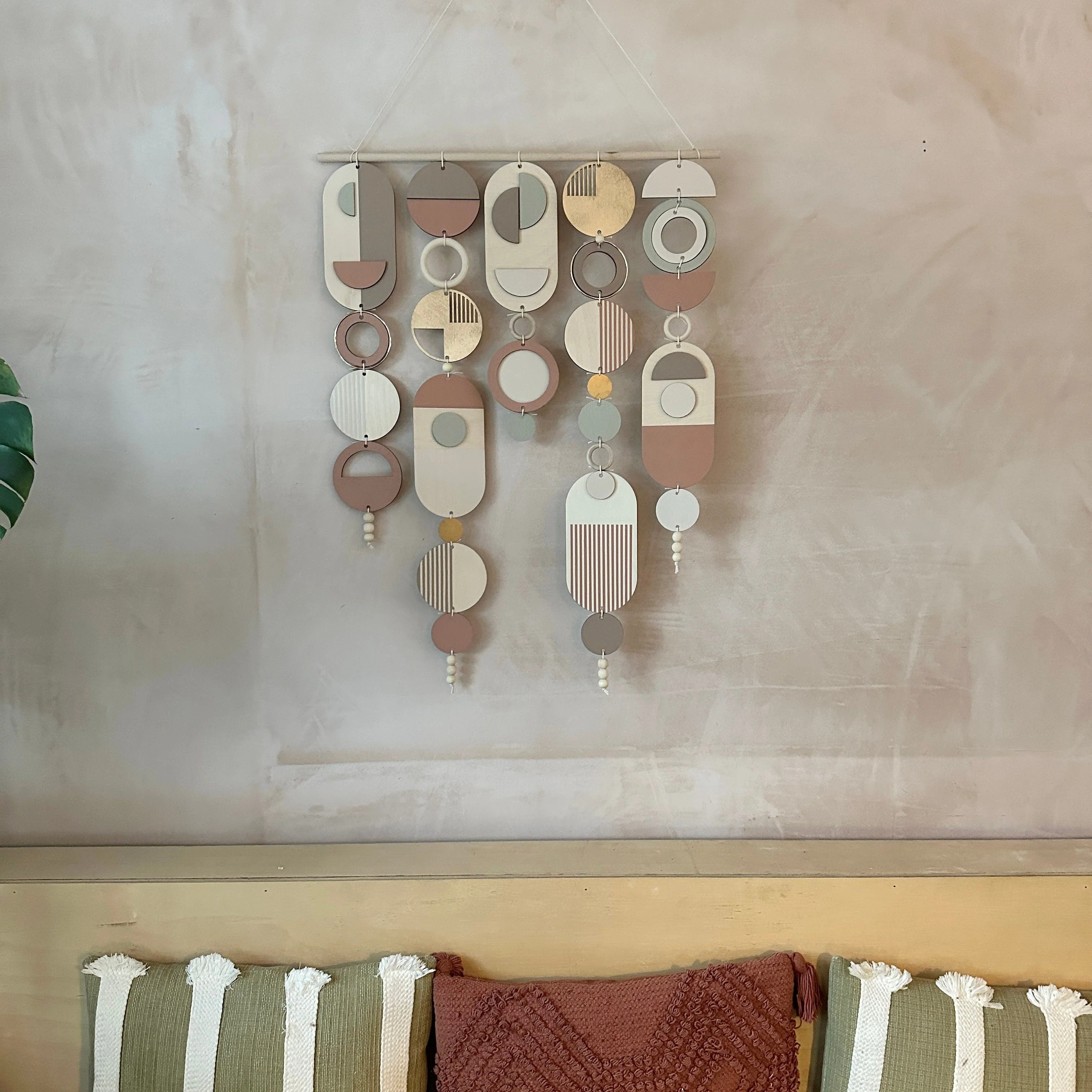 Modern Wall Art with Gold Metal Hoop Detailing and Blush Pink Accents - Image 6