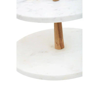 Monzaro Two Tier Marble and Acacia Wood cake stand - Image 8