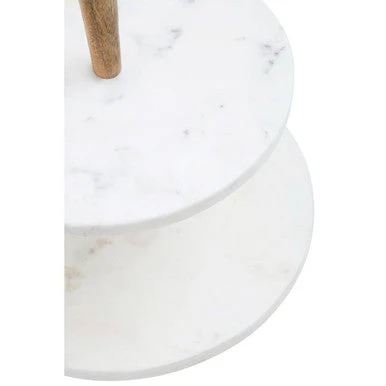 Monzaro Two Tier Marble and Acacia Wood cake stand - Image 9