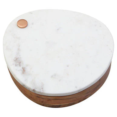 Monzaro White Marble And Wood Cheese Knife And Board Set - Image 3
