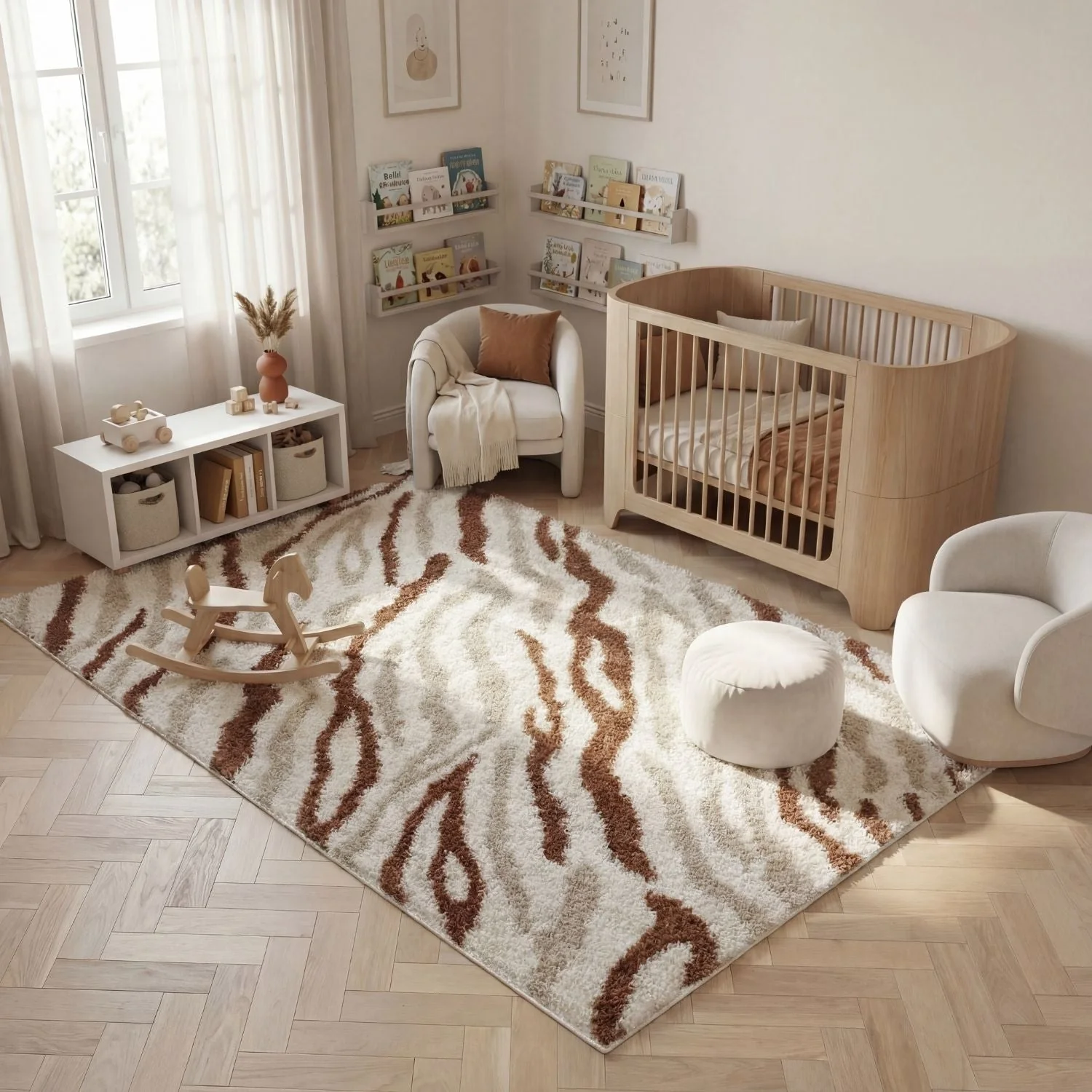Moodi Shaggy Cream/Terra Savara Rug - Image 9