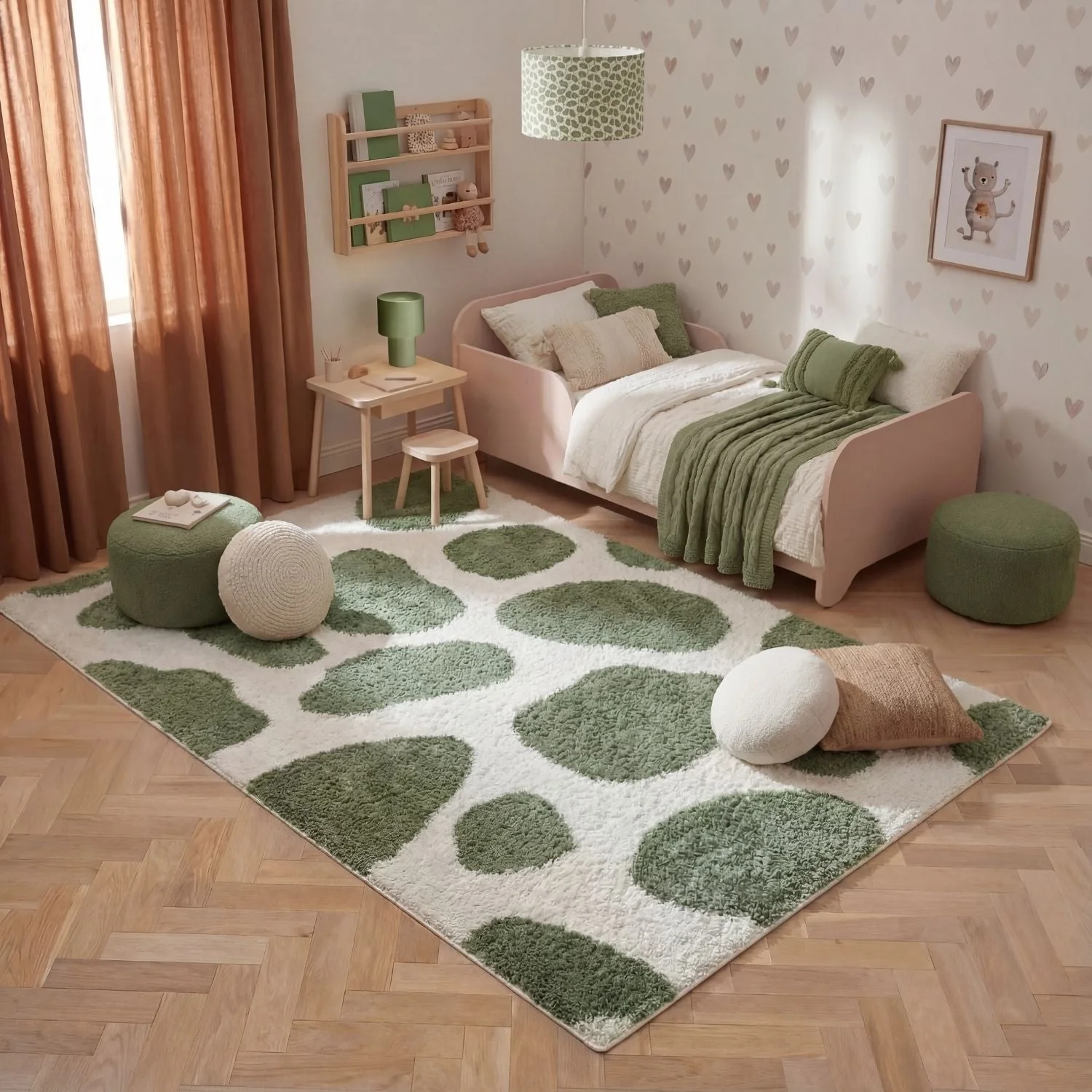 Moodi Shaggy Green Erosan Rug - Image 9