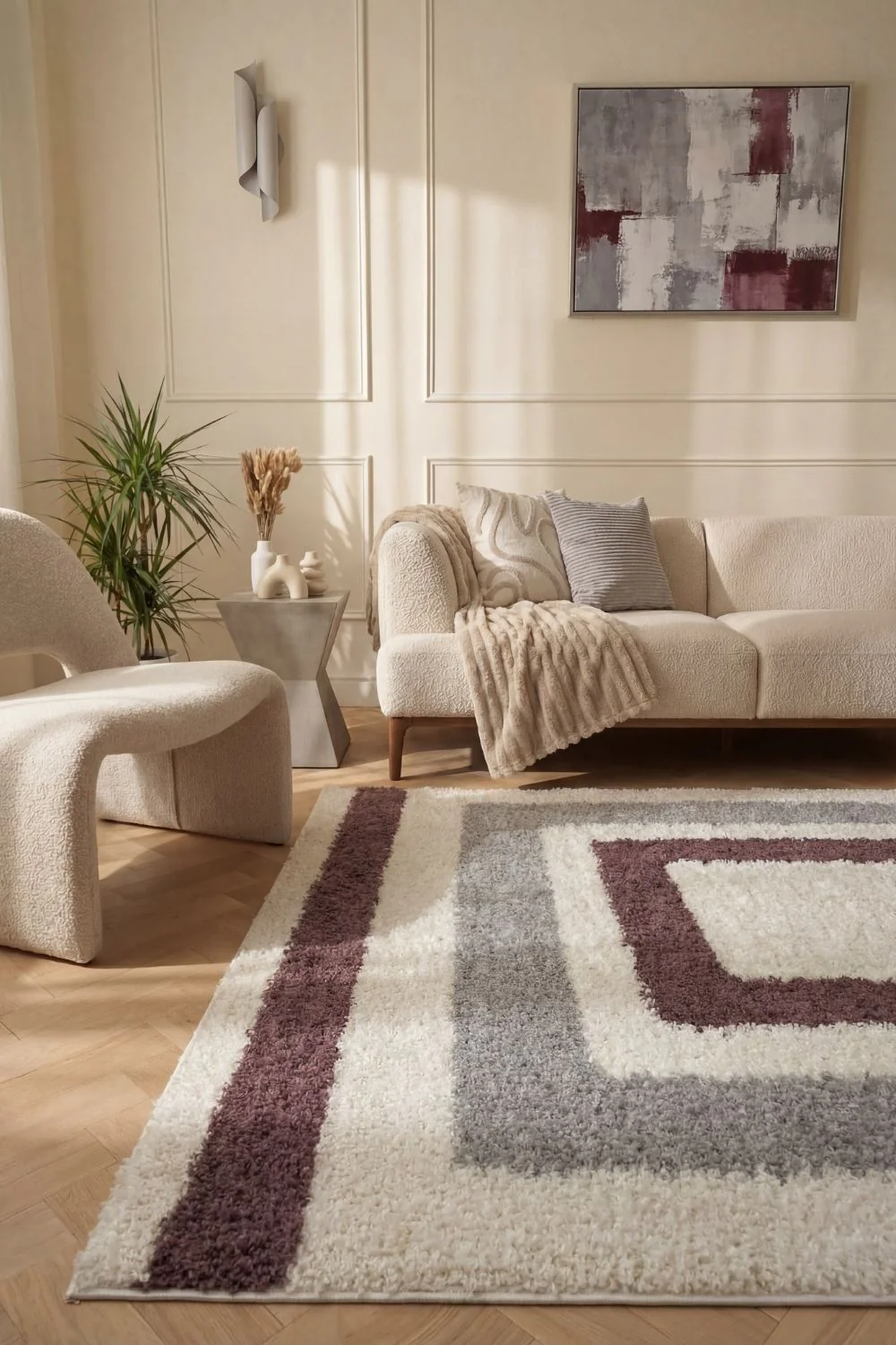 Moodi Shaggy Grey/Purple Contour Rug - Image 9