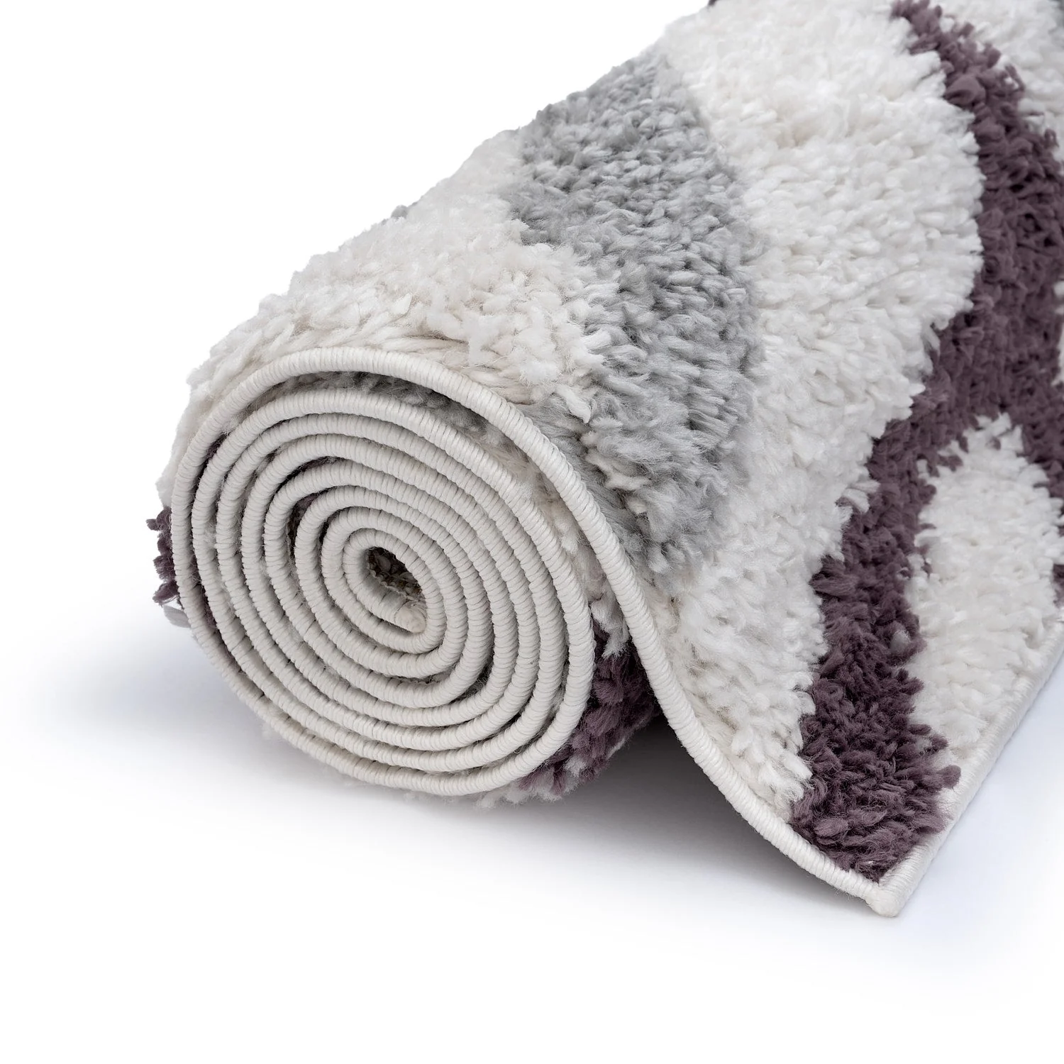 Moodi Shaggy Grey/Purple Mauvine Rug - Image 6