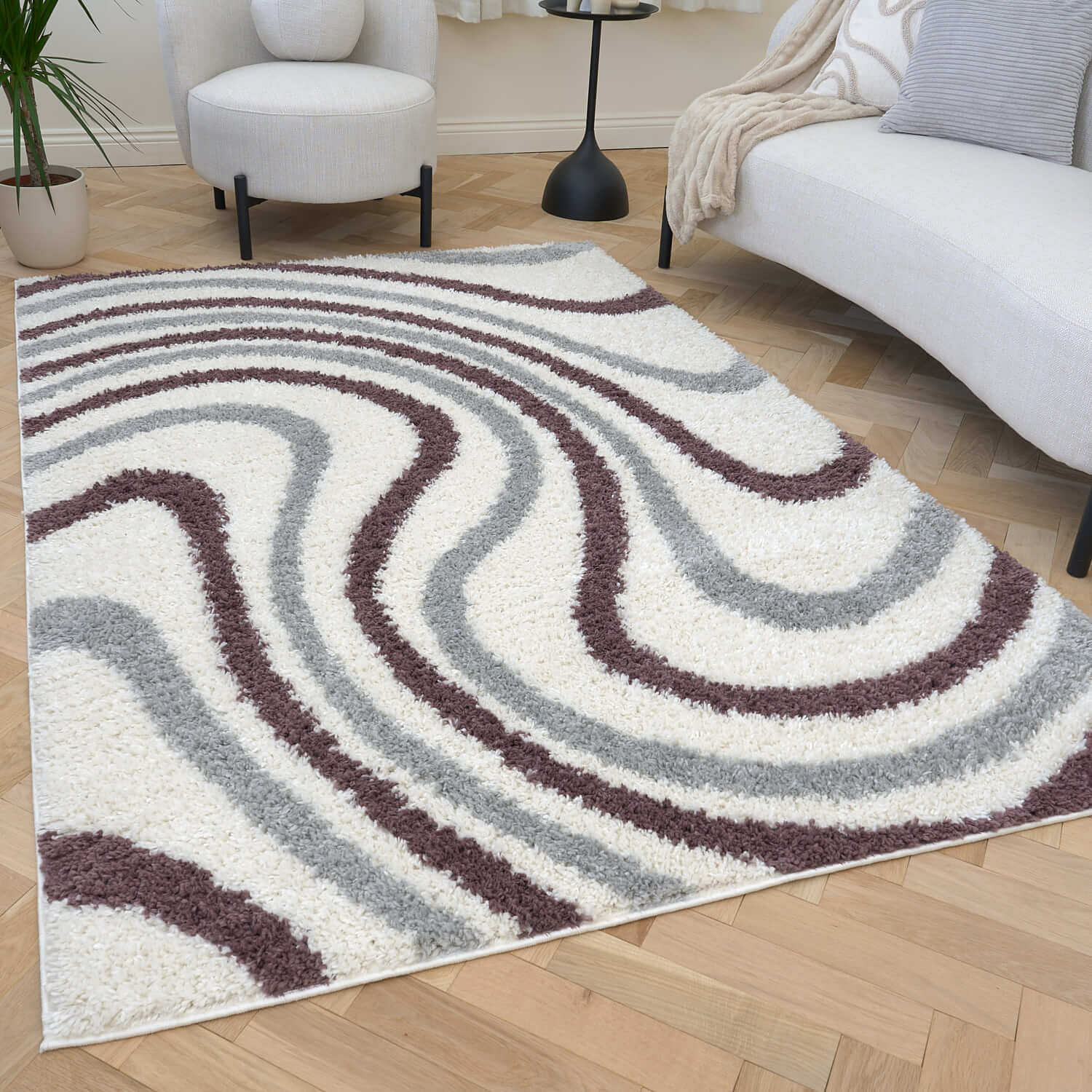 Moodi Shaggy Grey/Purple Smokeberry Rug - Image 8