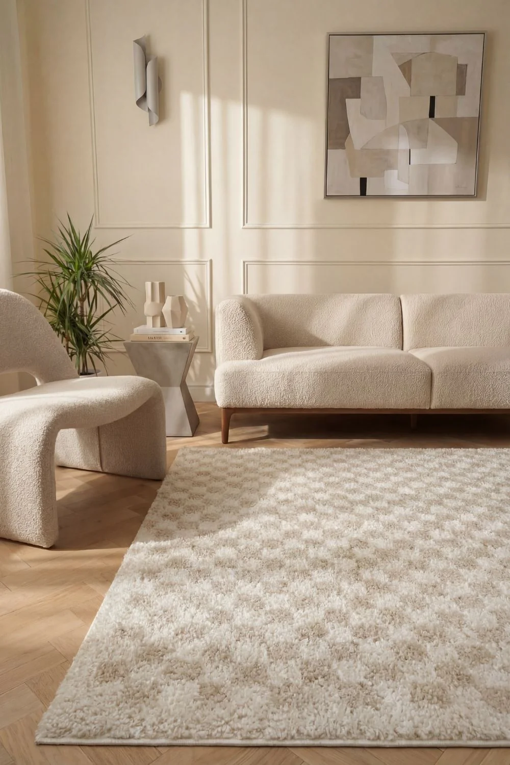 Moodi Shaggy Light Beige Nomari Rug - Image 9